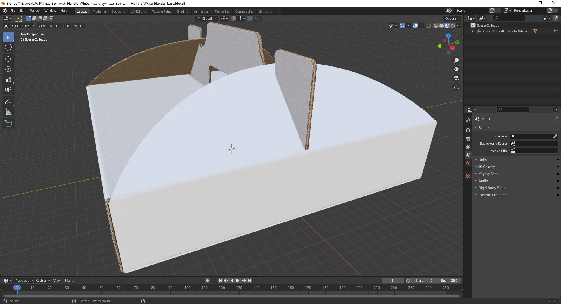 Pizza Box with Handle White 3D