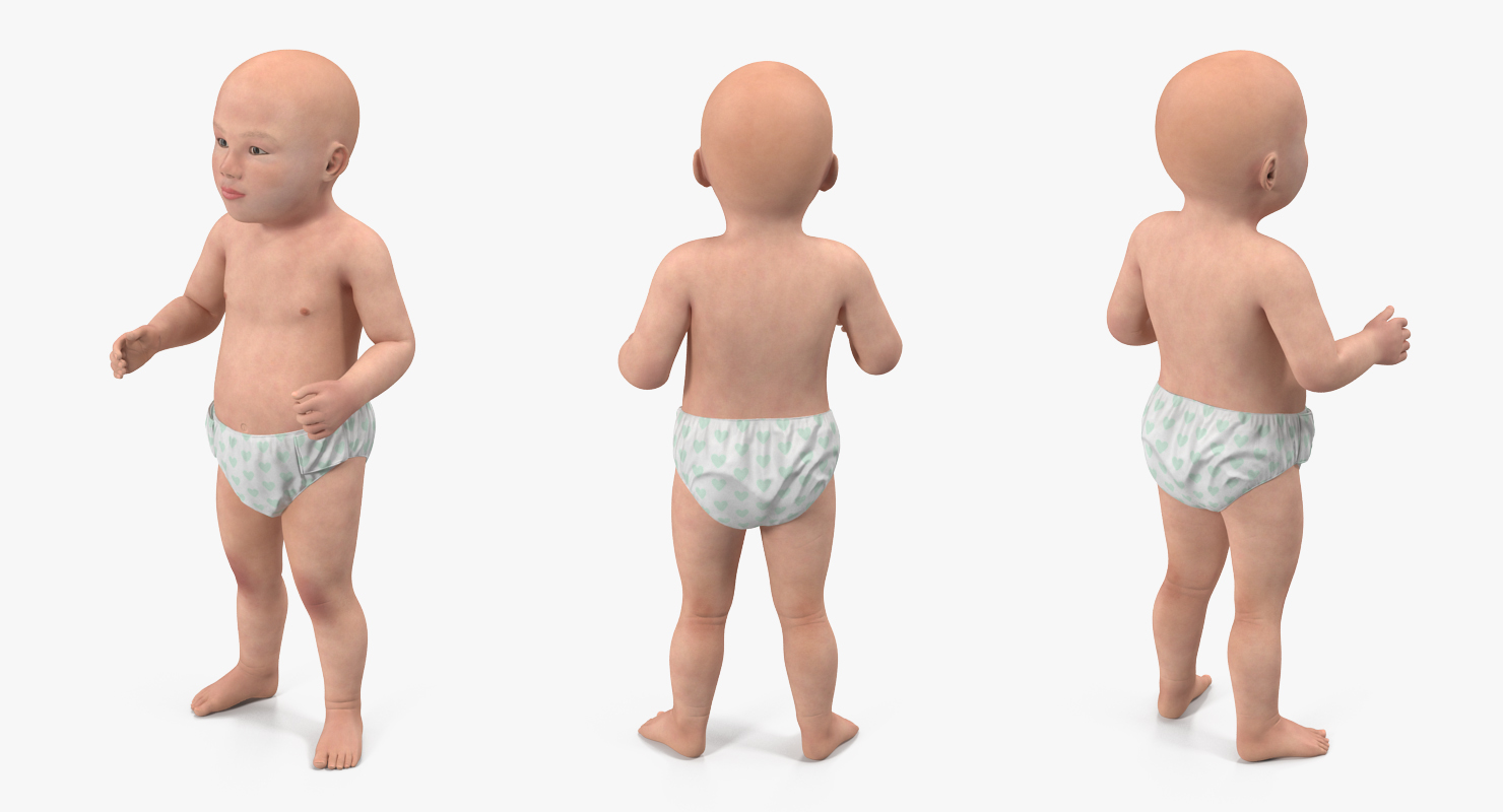 3D Asian Baby Boy Standing model