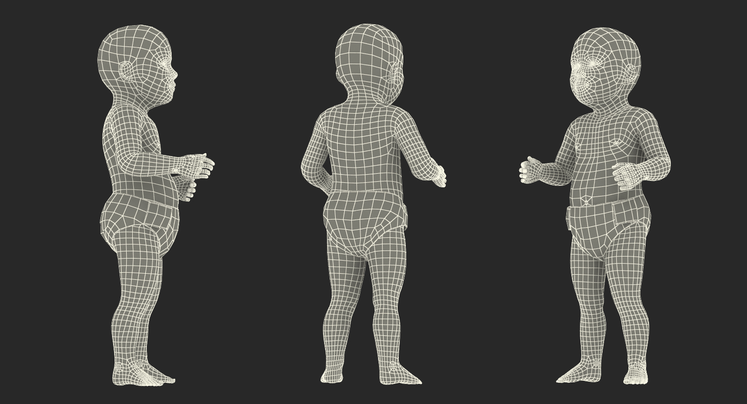 3D Asian Baby Boy Standing model
