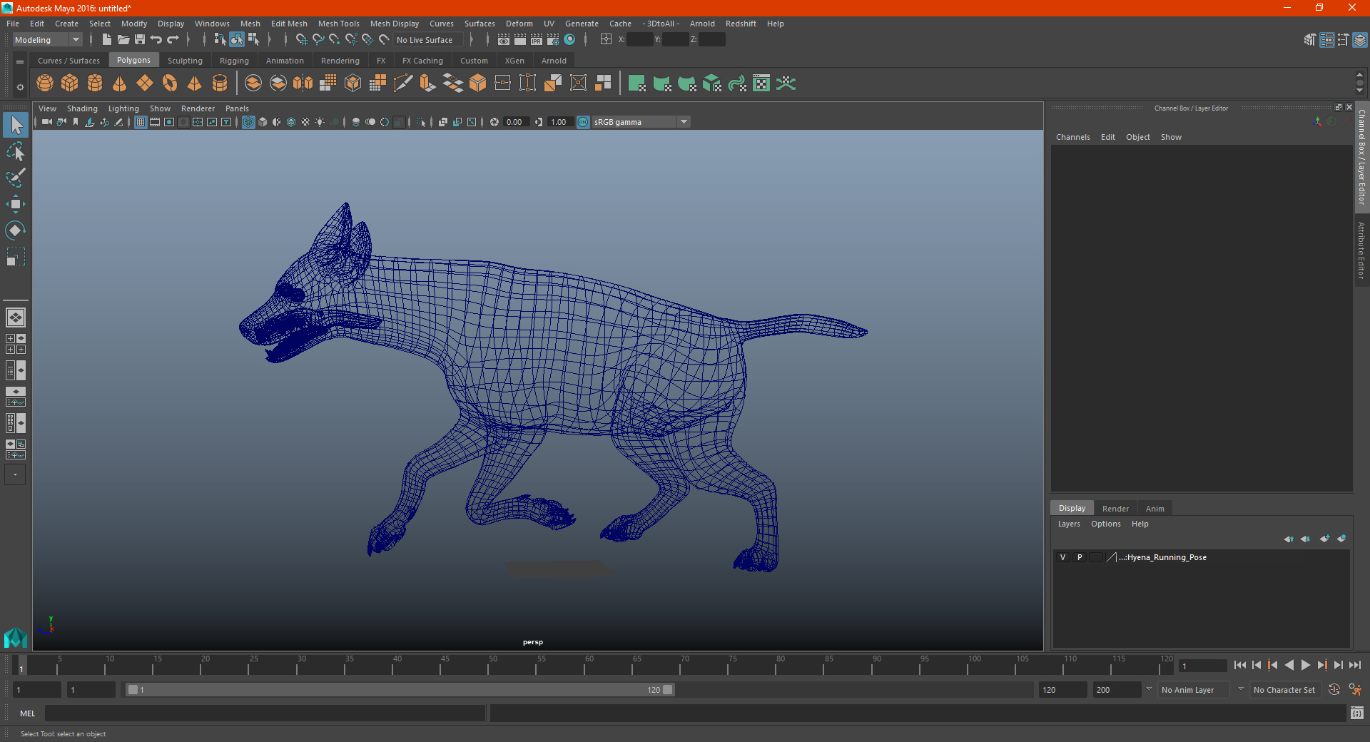 3D Hyena Running Pose model
