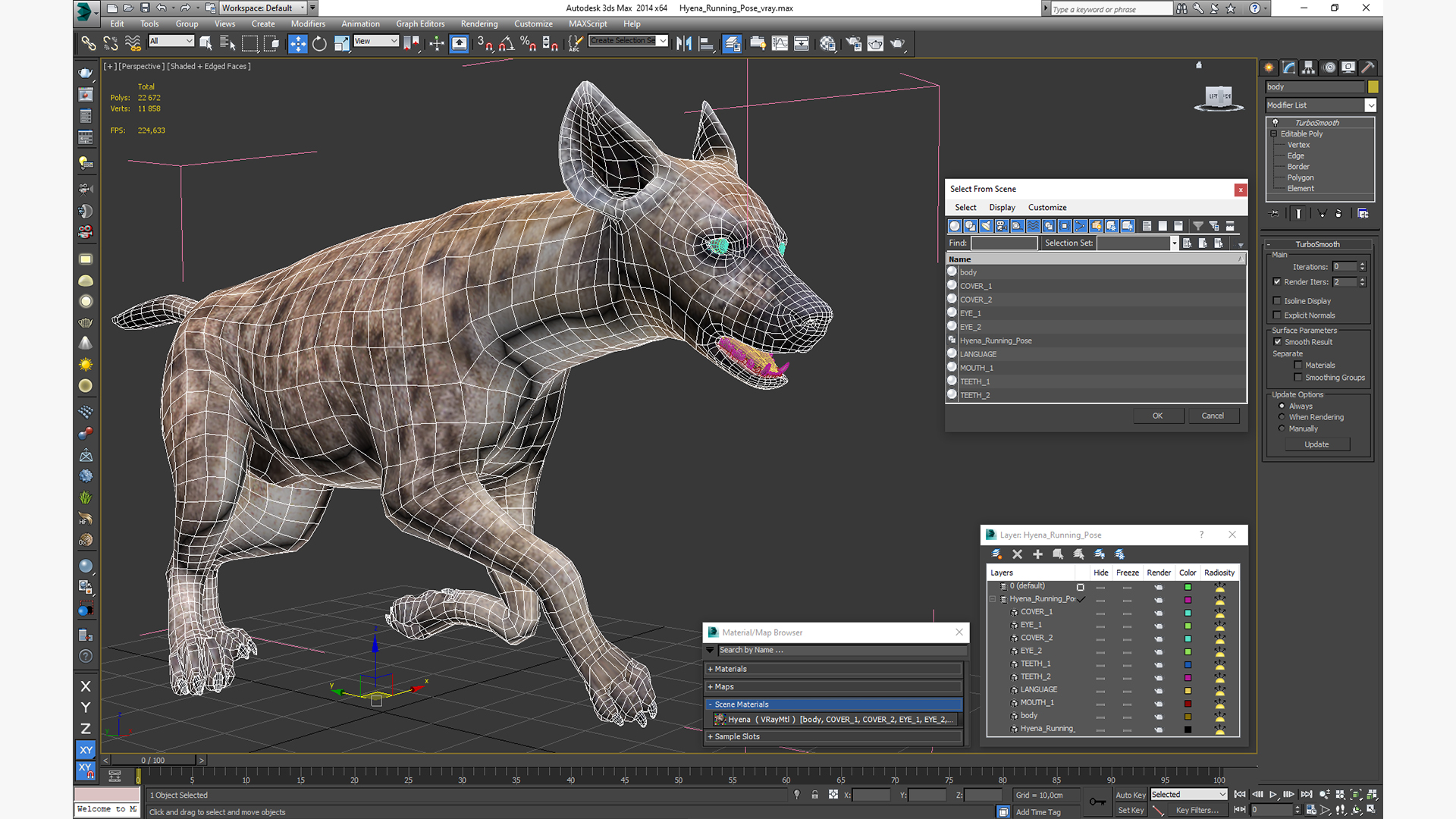 3D Hyena Running Pose model