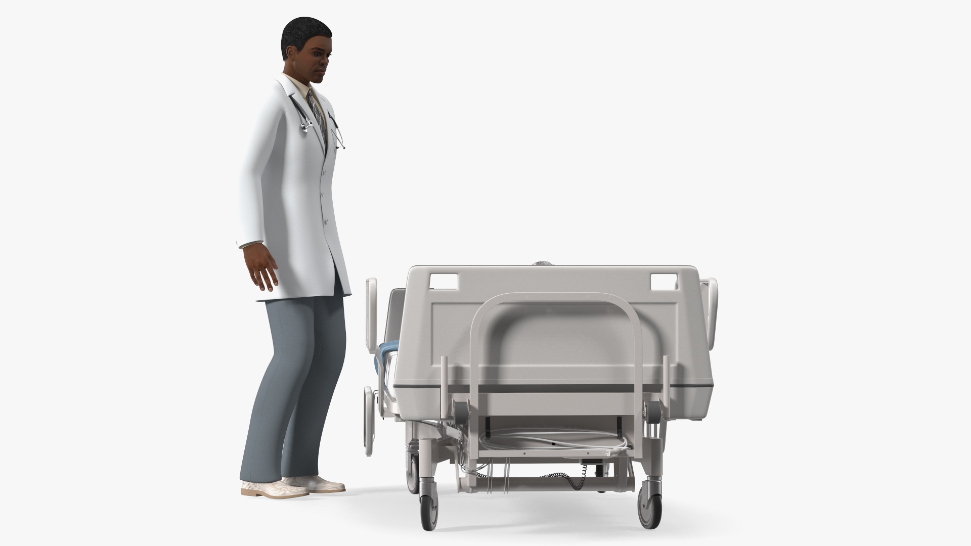 Patient on Hospital Bed And Doctor 3D model