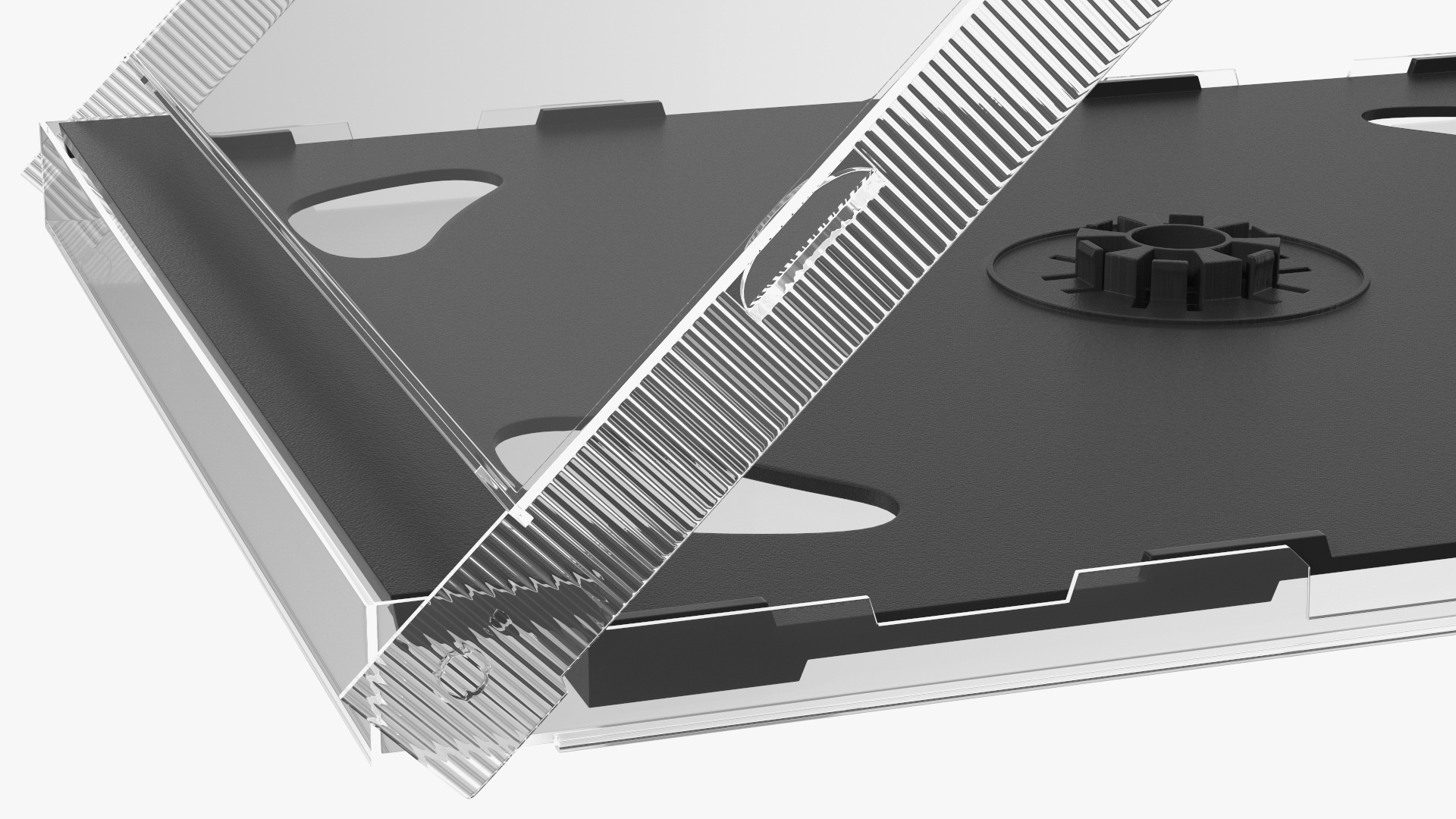 Double Clear CD Jewel Case with Black Tray 3D