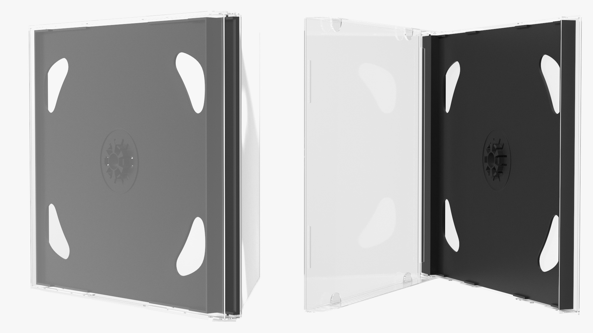 Double Clear CD Jewel Case with Black Tray 3D