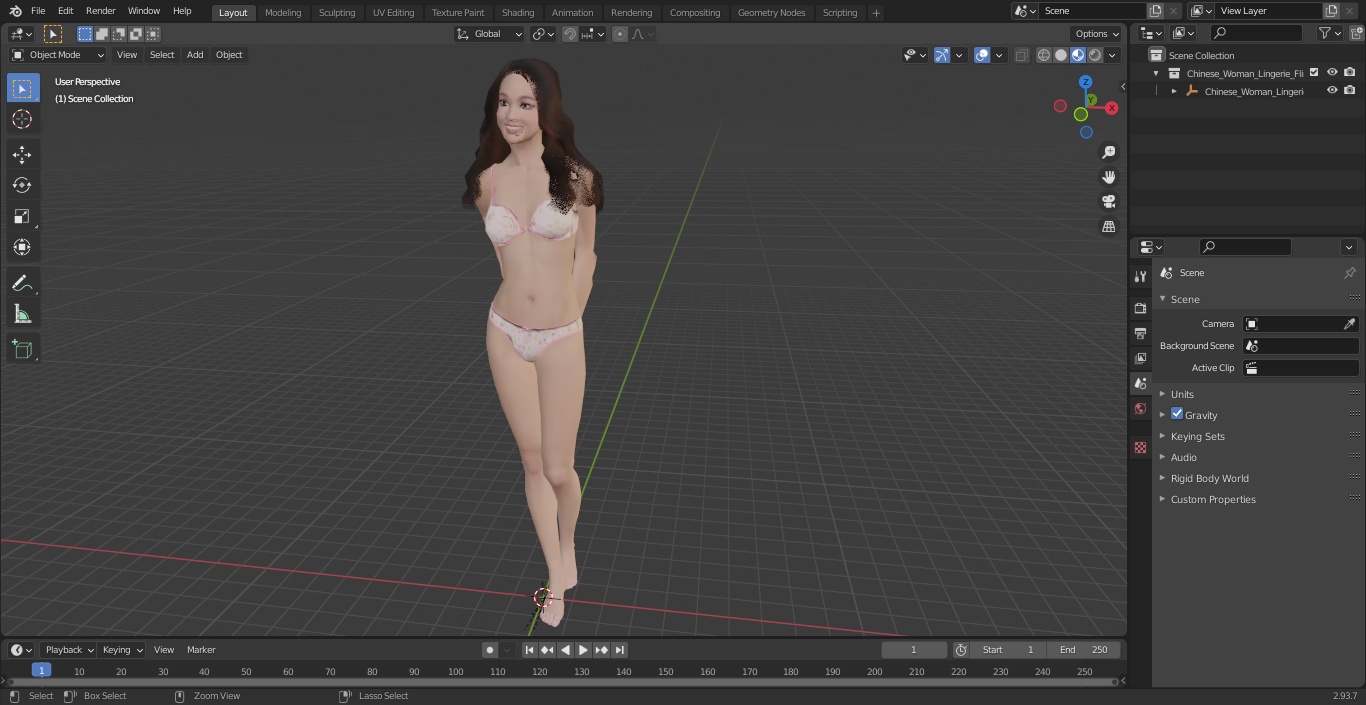 Chinese Woman Lingerie Flirty 3D model