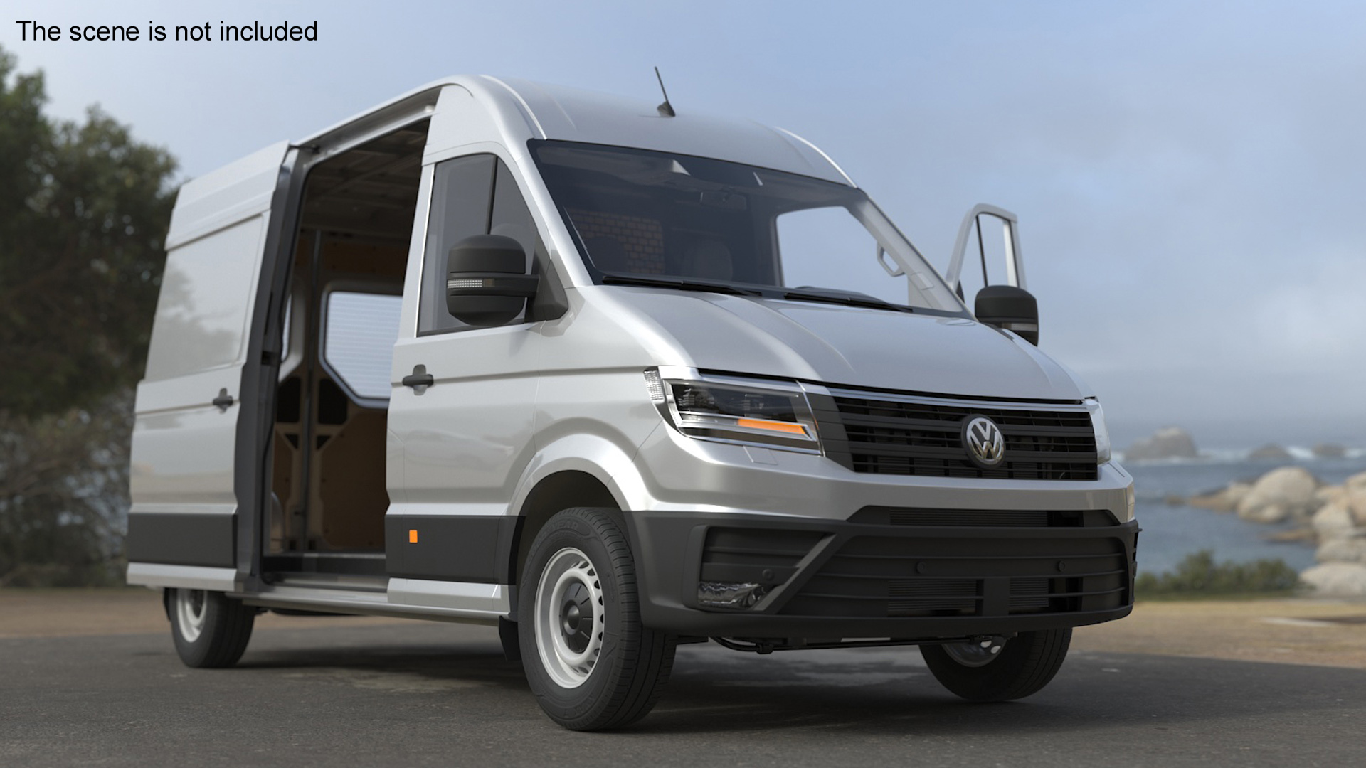 3D model Volkswagen Crafter Van 2024 Silver Metallic Rigged