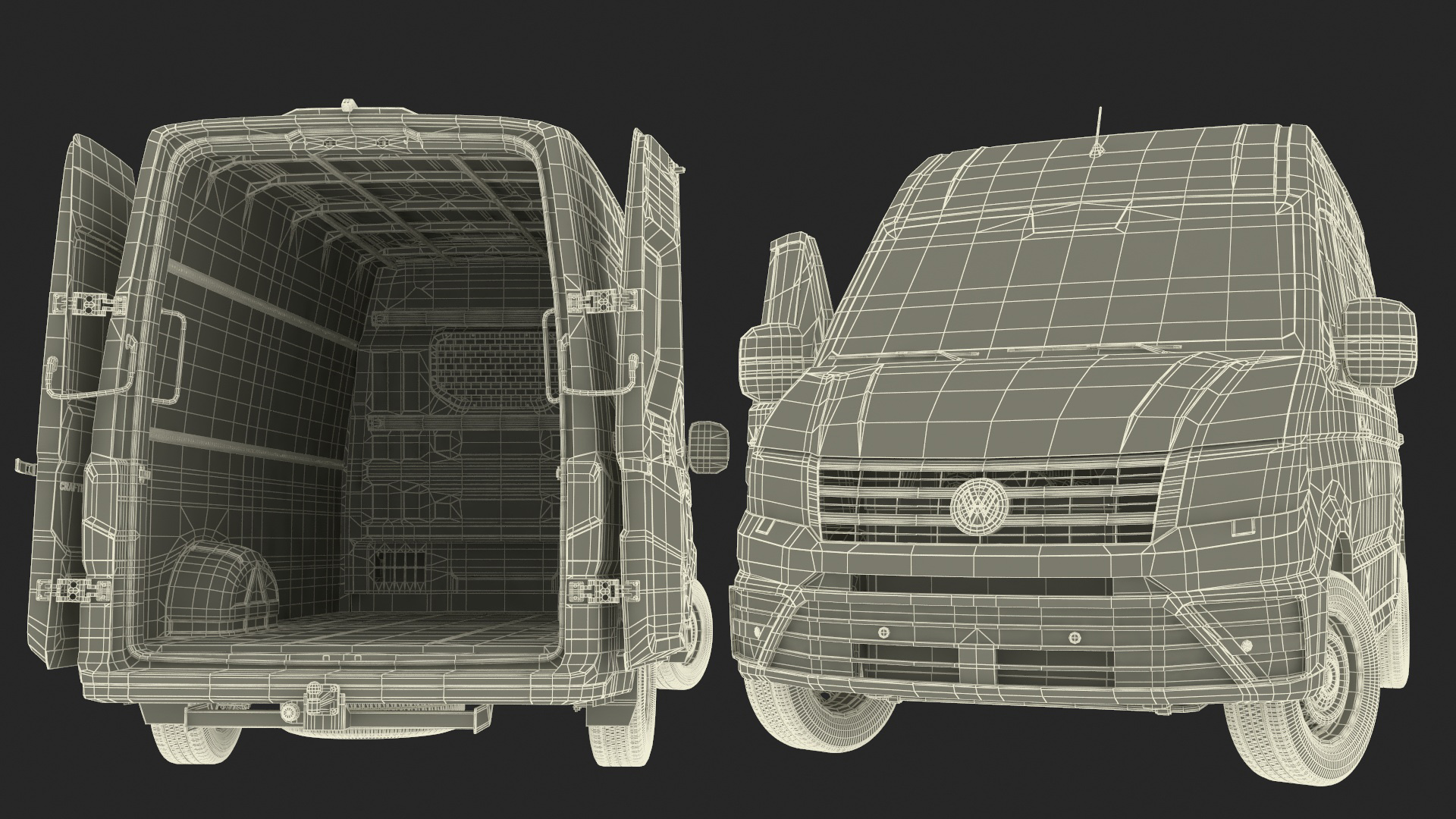 3D model Volkswagen Crafter Van 2024 Silver Metallic Rigged