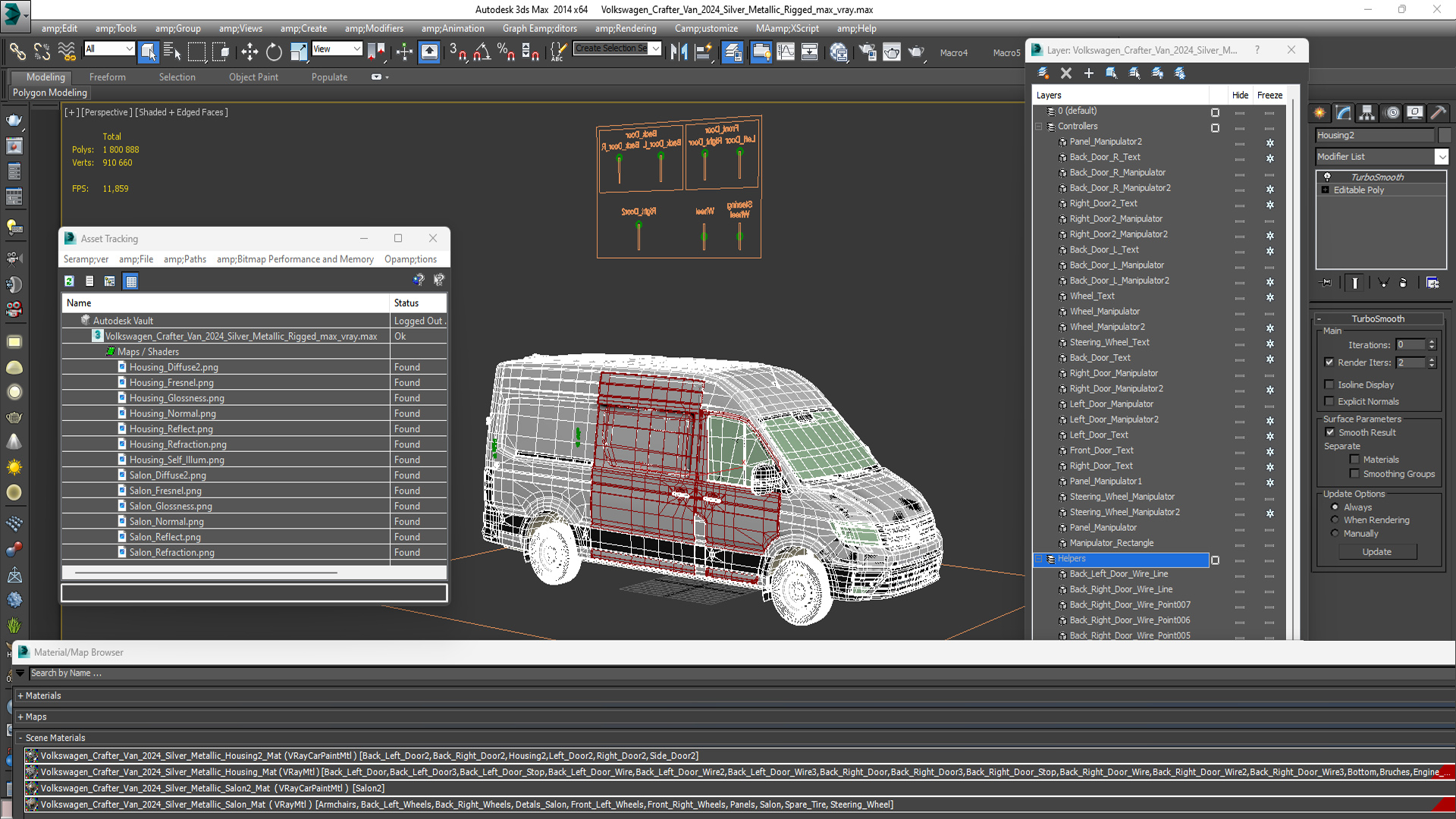 3D model Volkswagen Crafter Van 2024 Silver Metallic Rigged