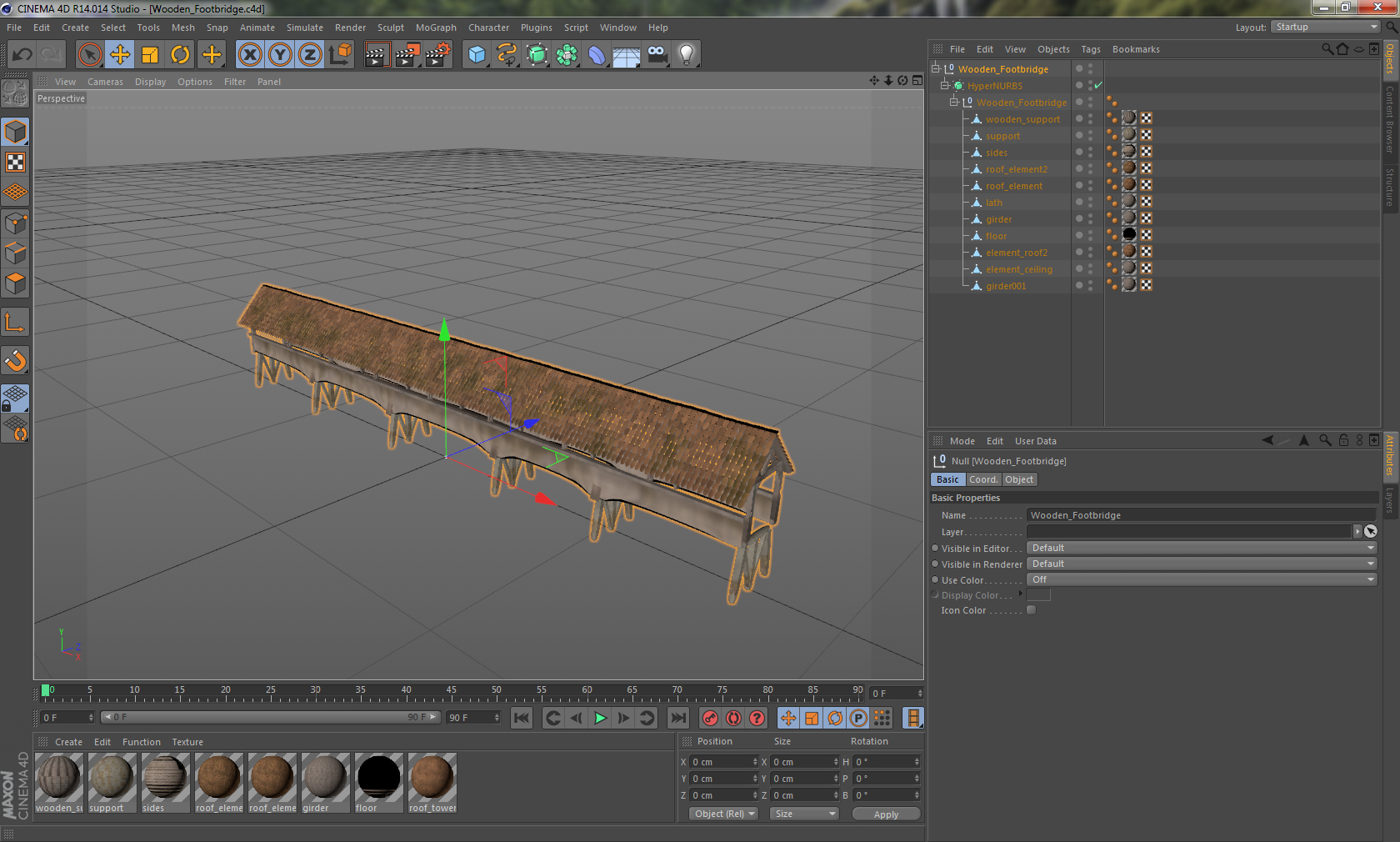 Wooden Footbridge 3D