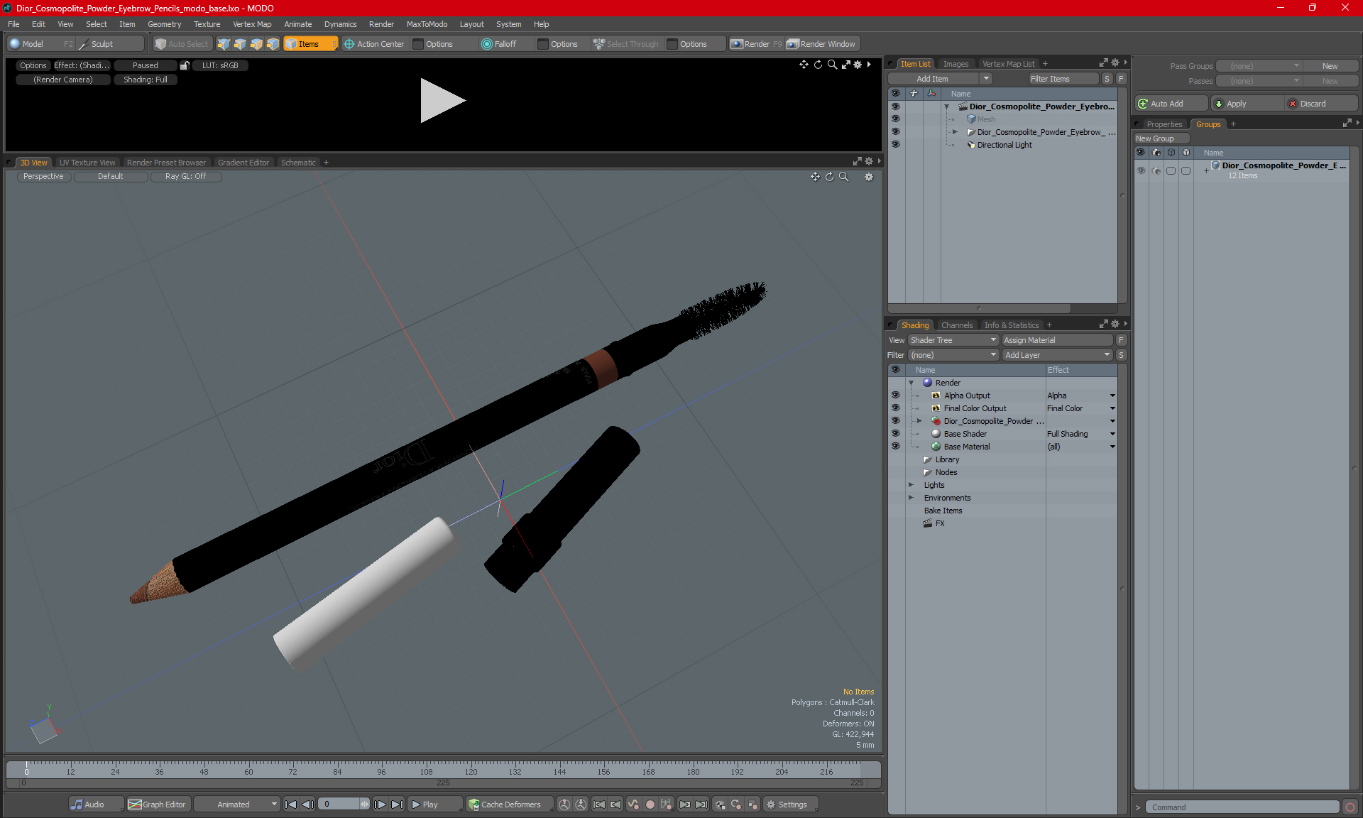 Dior Cosmopolite Powder Eyebrow Pencils 3D model