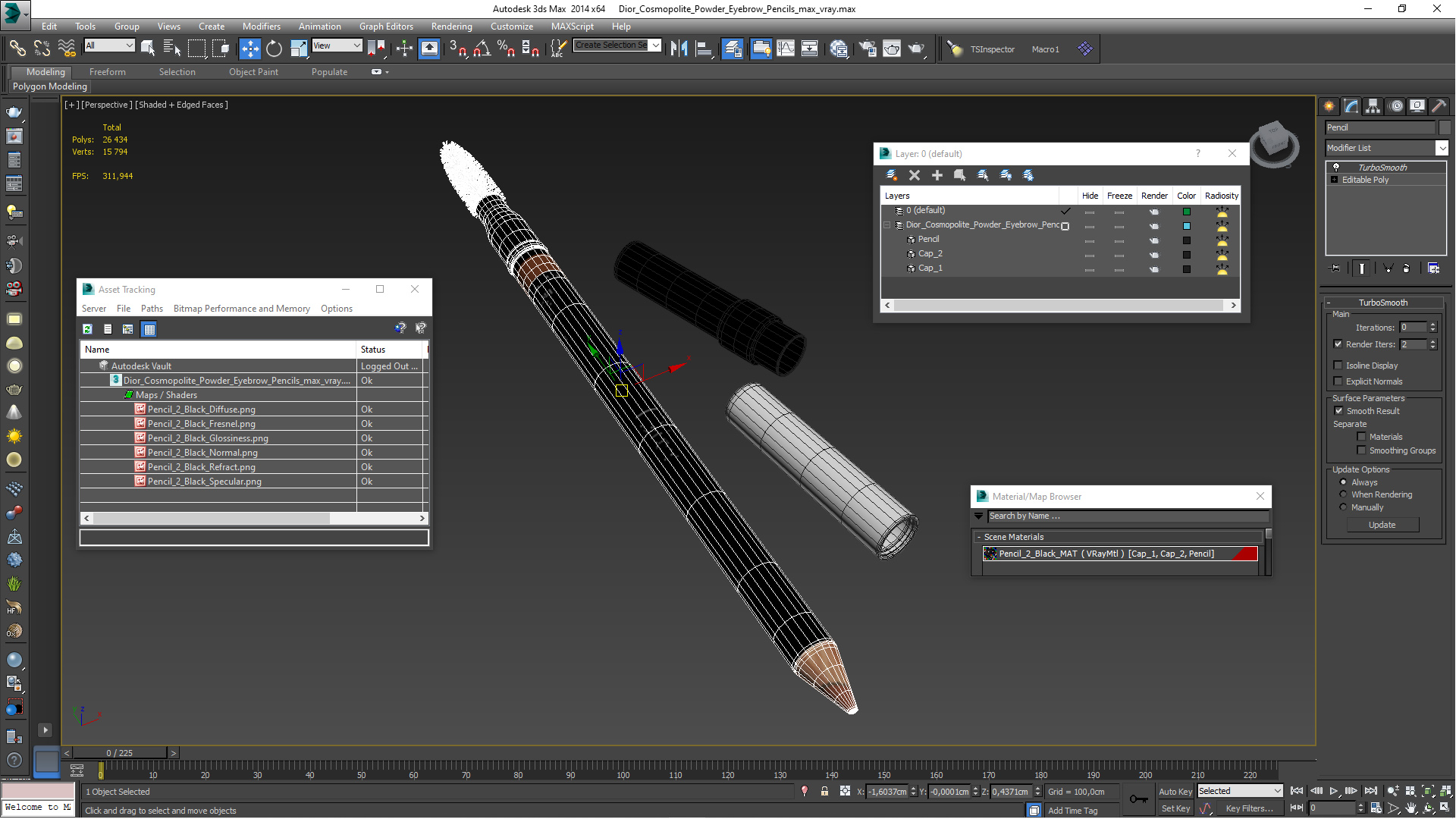 Dior Cosmopolite Powder Eyebrow Pencils 3D model