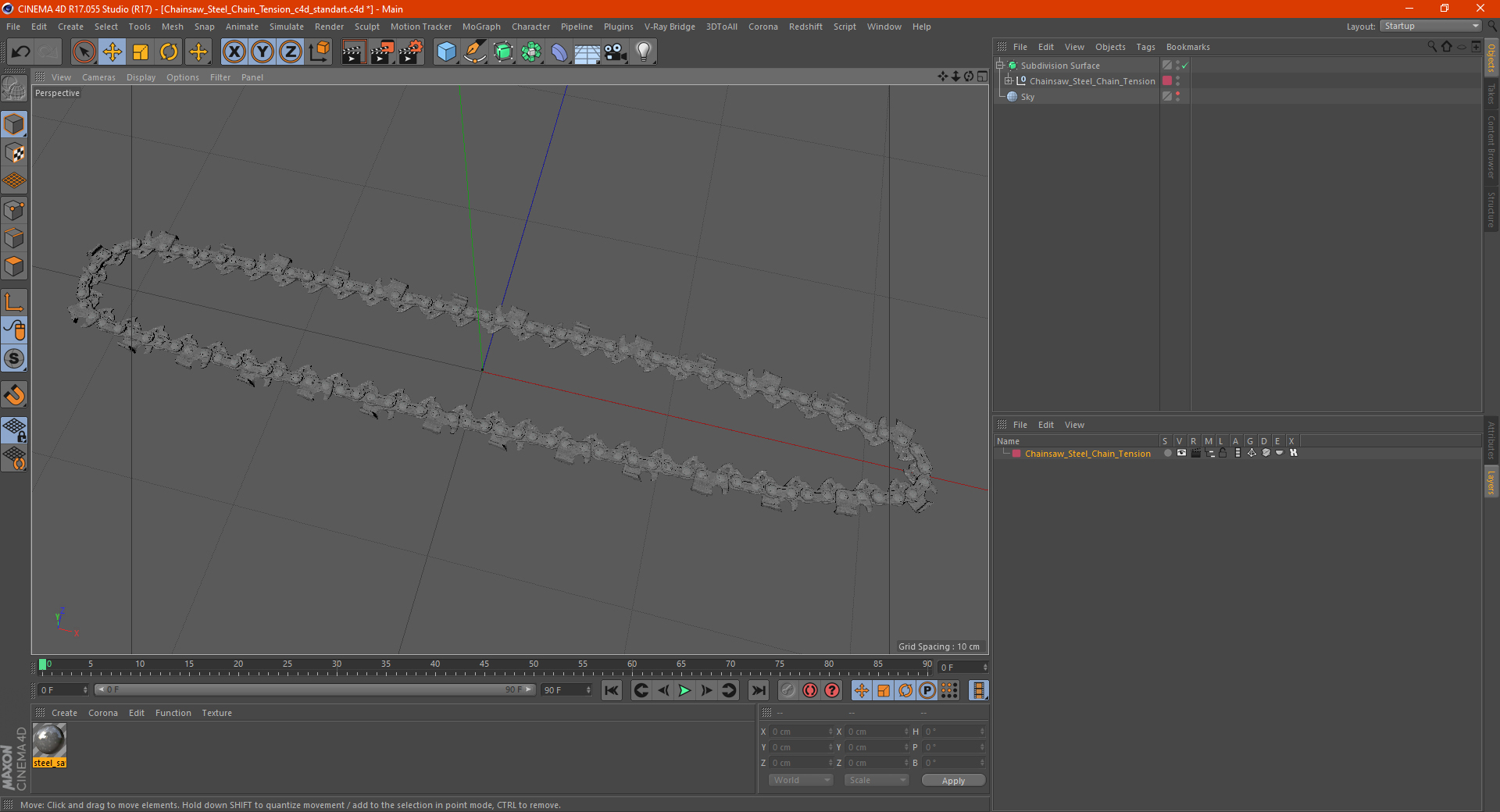 3D Chainsaw Steel Chain Tension model