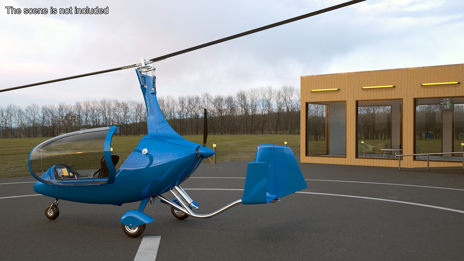 Rotorcraft Autogyro Blue 3D model