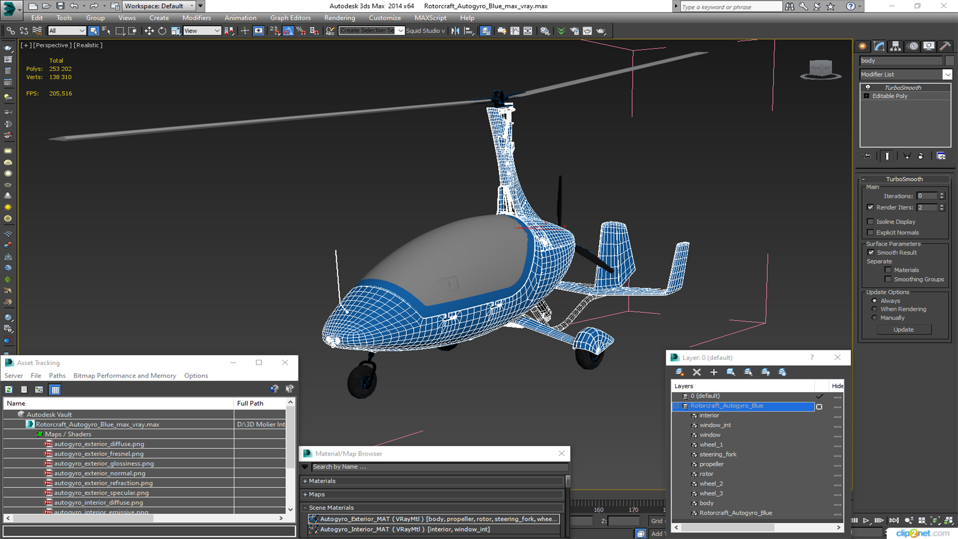 Rotorcraft Autogyro Blue 3D model