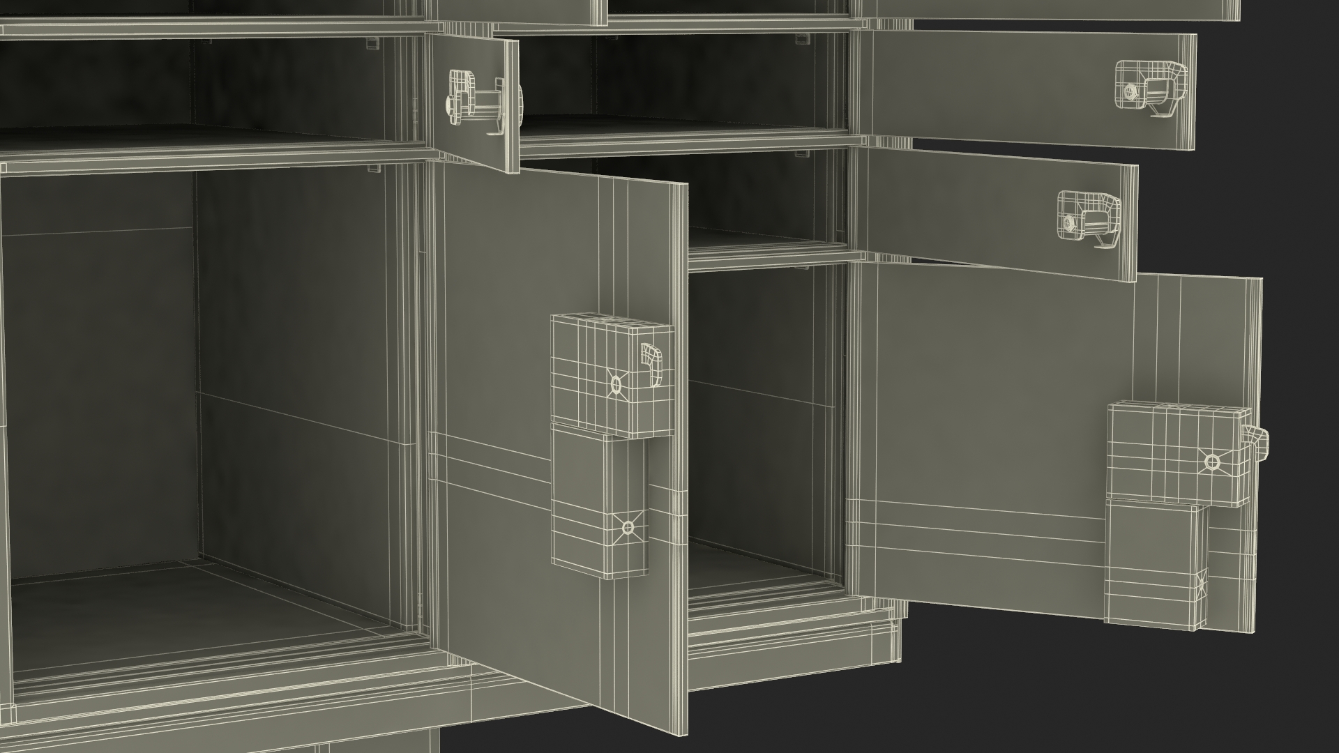 3D Black Sixteen Door Parcel Cluster Mailbox