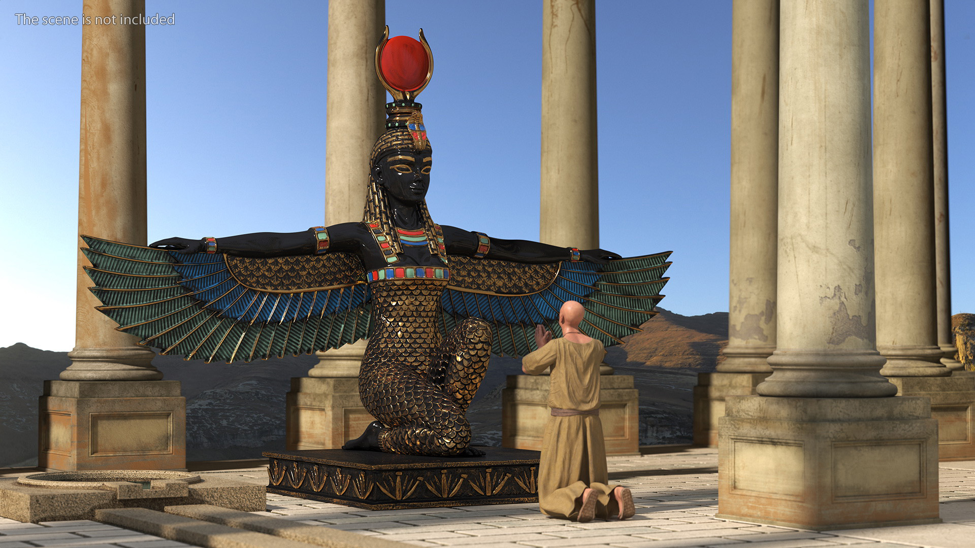Ancient Priest Worships the Egyptian Goddess Isis 3D model