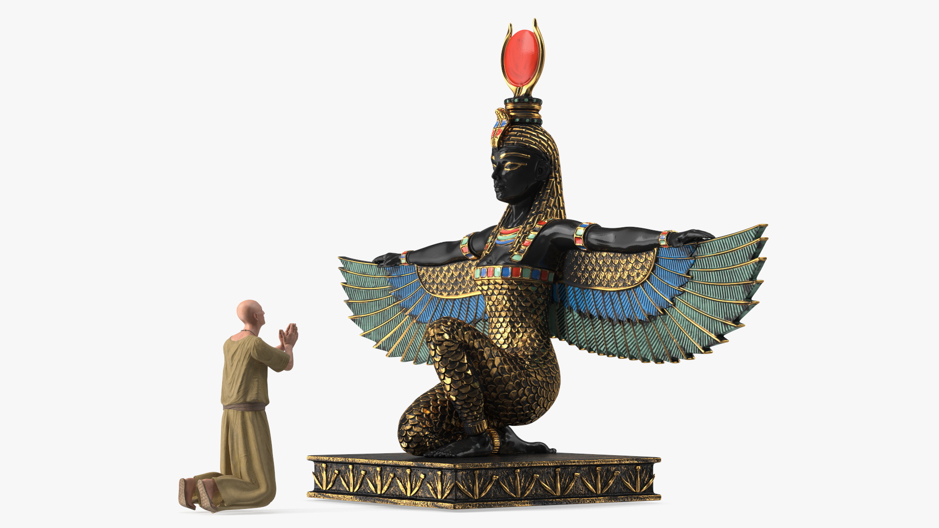 Ancient Priest Worships the Egyptian Goddess Isis 3D model