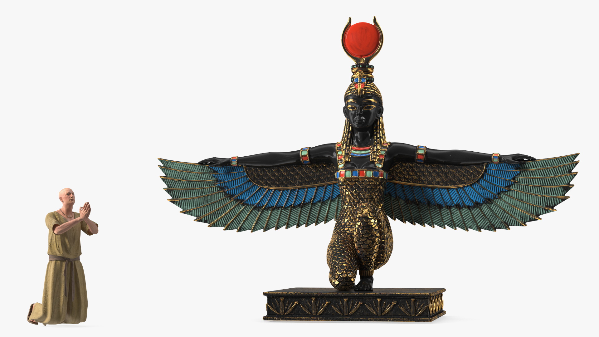 Ancient Priest Worships the Egyptian Goddess Isis 3D model