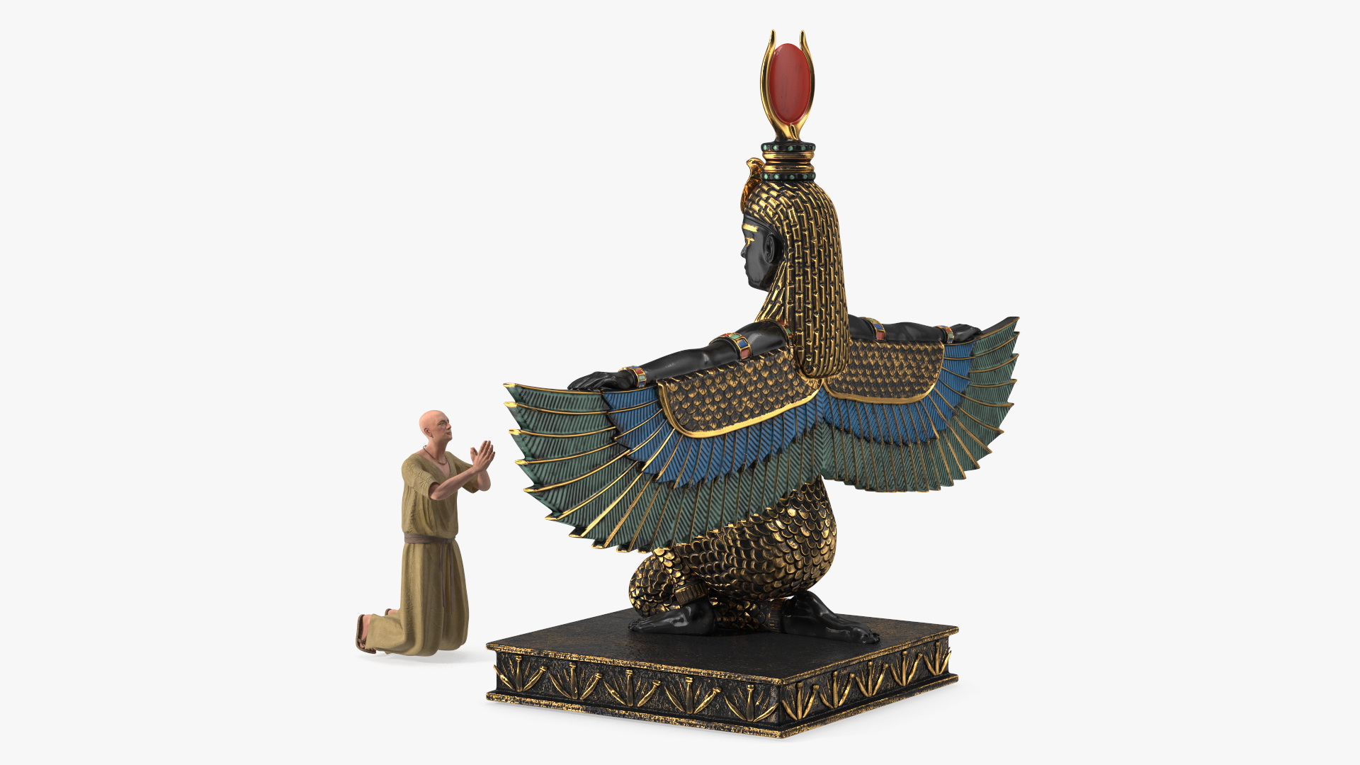 Ancient Priest Worships the Egyptian Goddess Isis 3D model