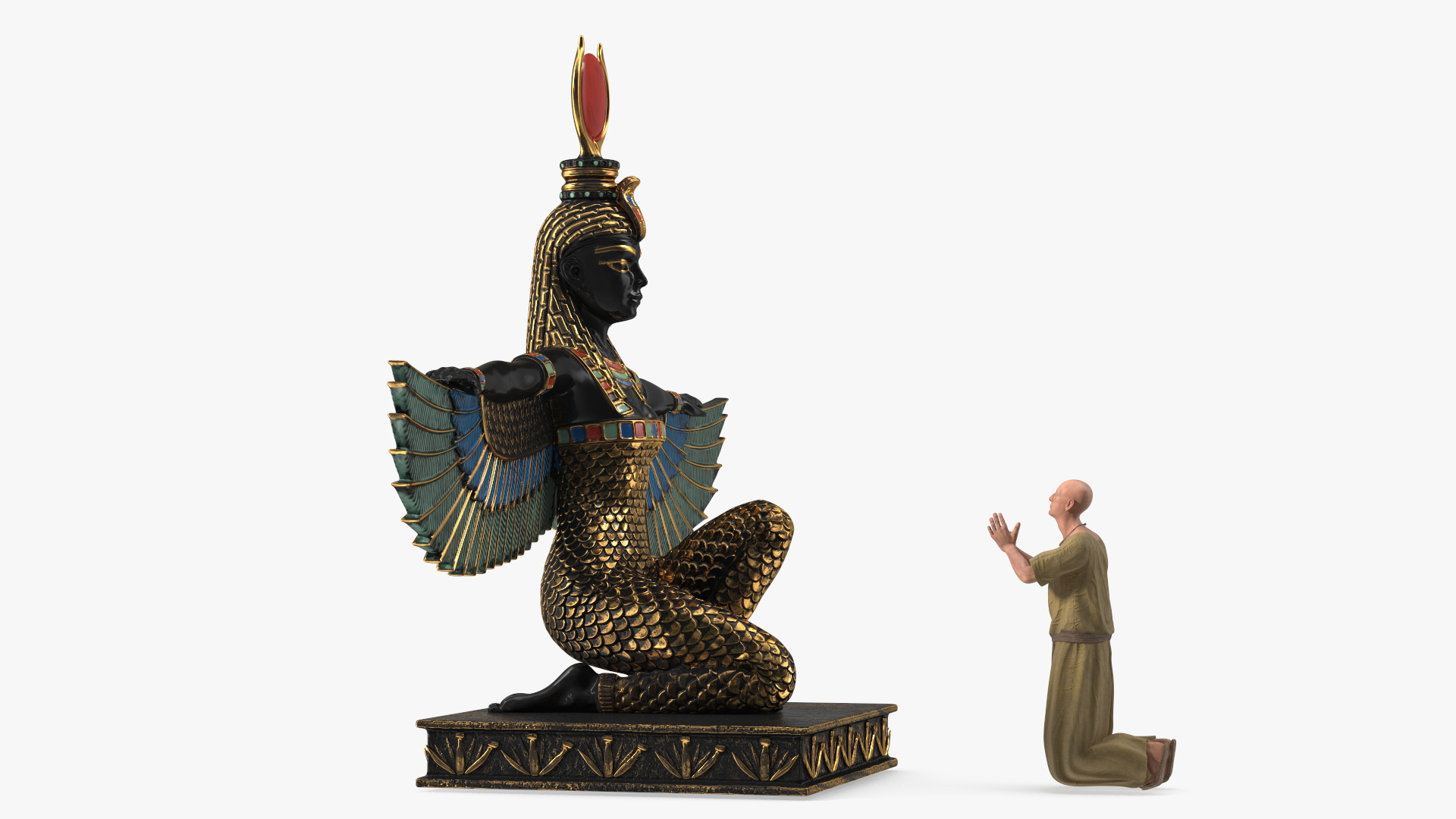 Ancient Priest Worships the Egyptian Goddess Isis 3D model