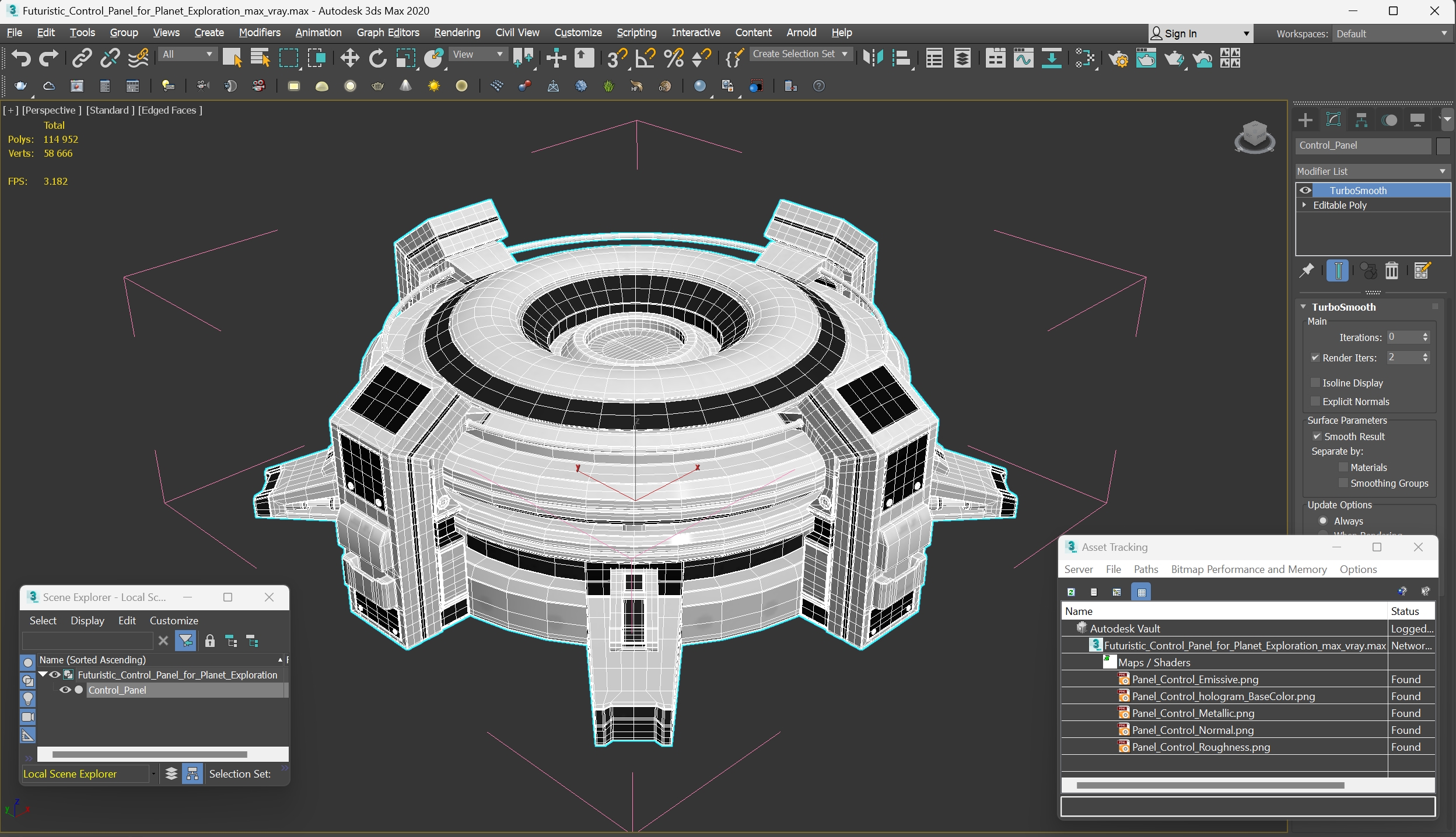 Futuristic Control Panel for Planet Exploration 3D