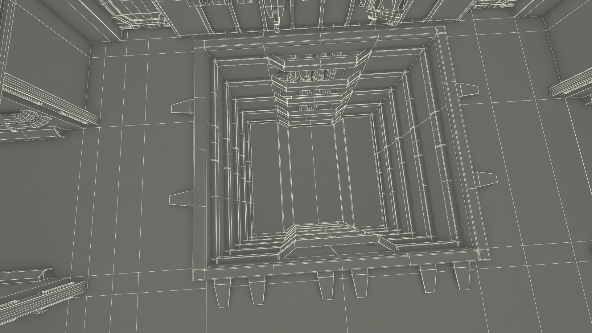 3D Sci Fi Hangar Interior Red Lights model