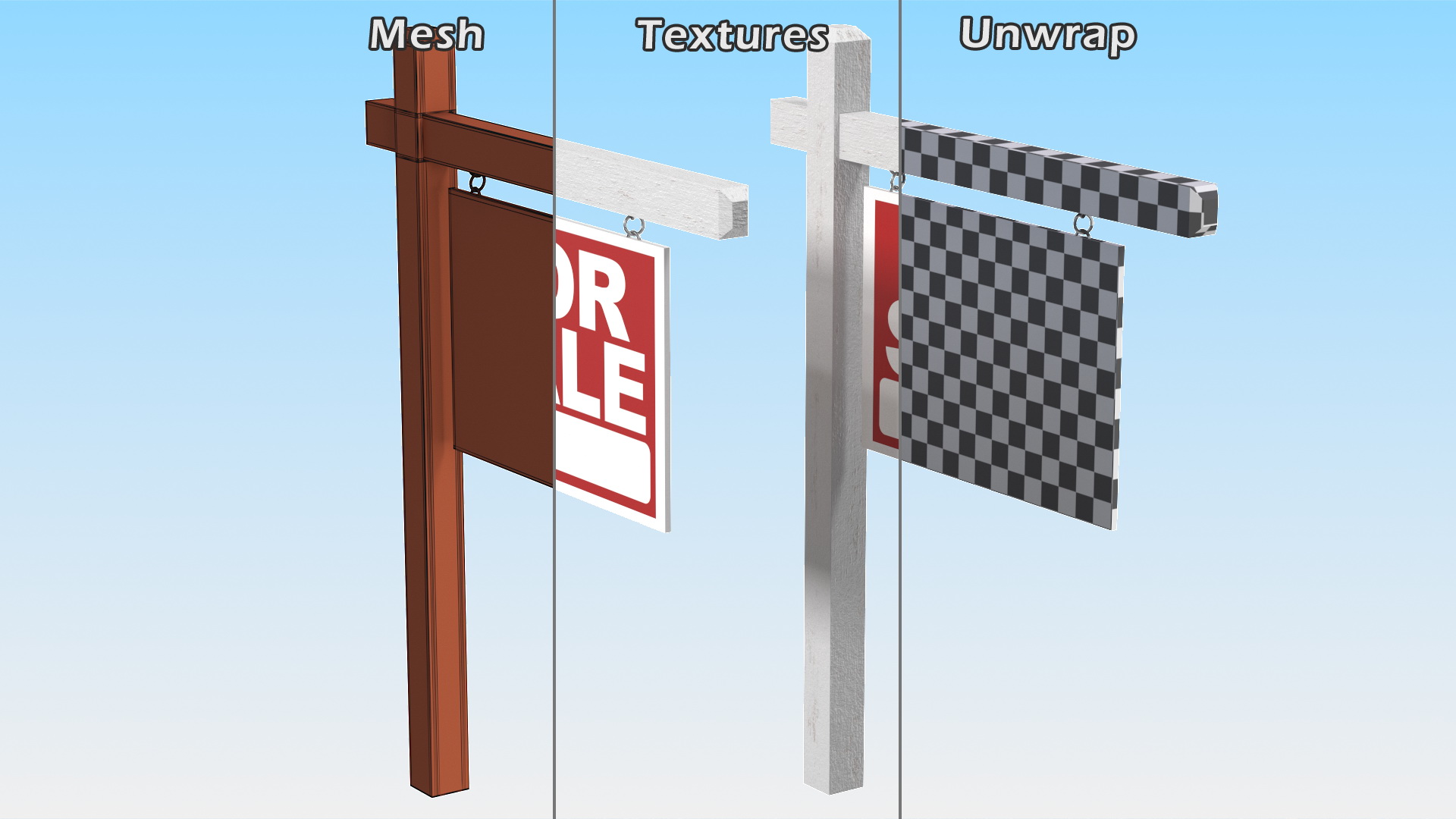 3D For Sale Sign Sold model