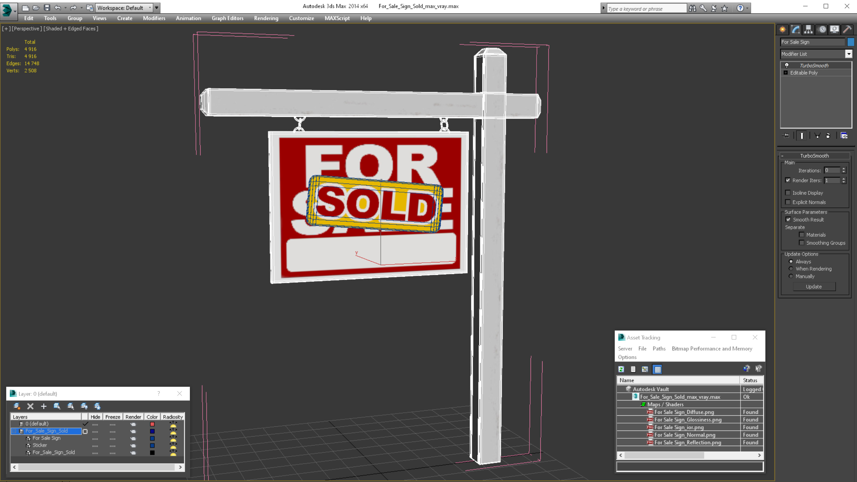 3D For Sale Sign Sold model