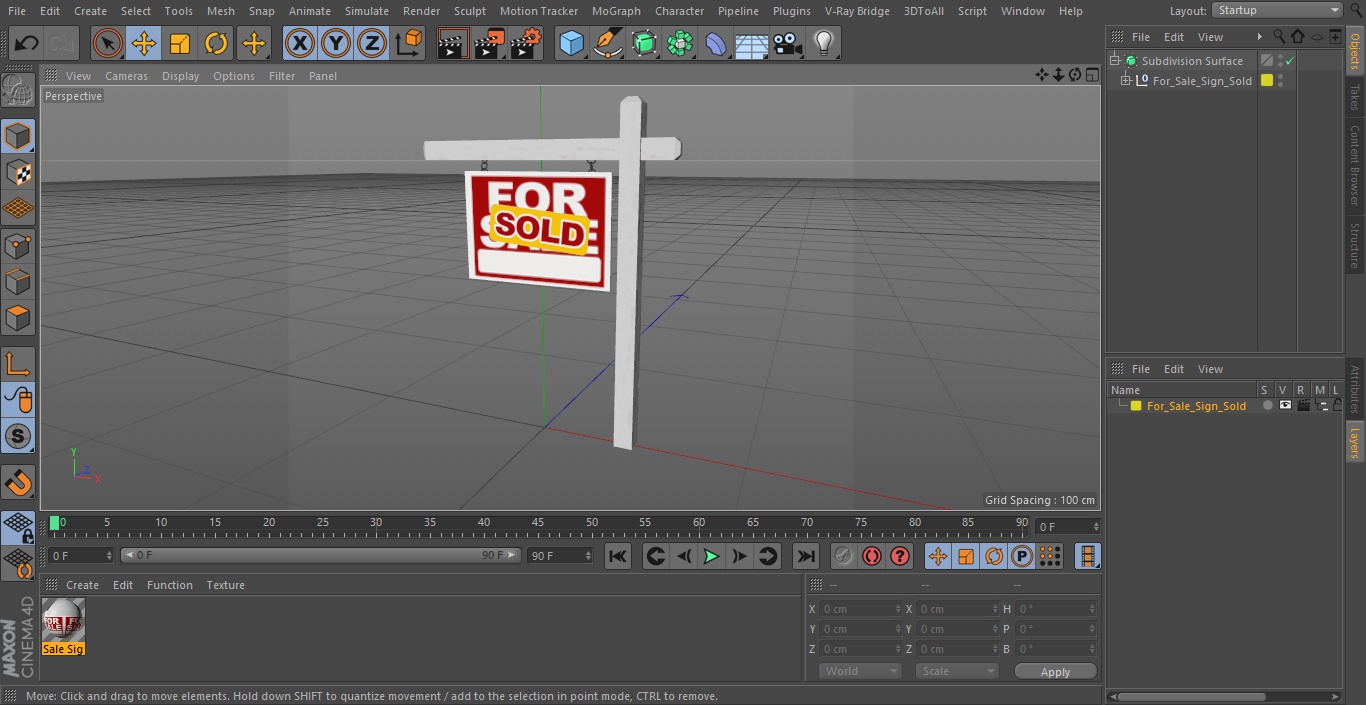 3D For Sale Sign Sold model