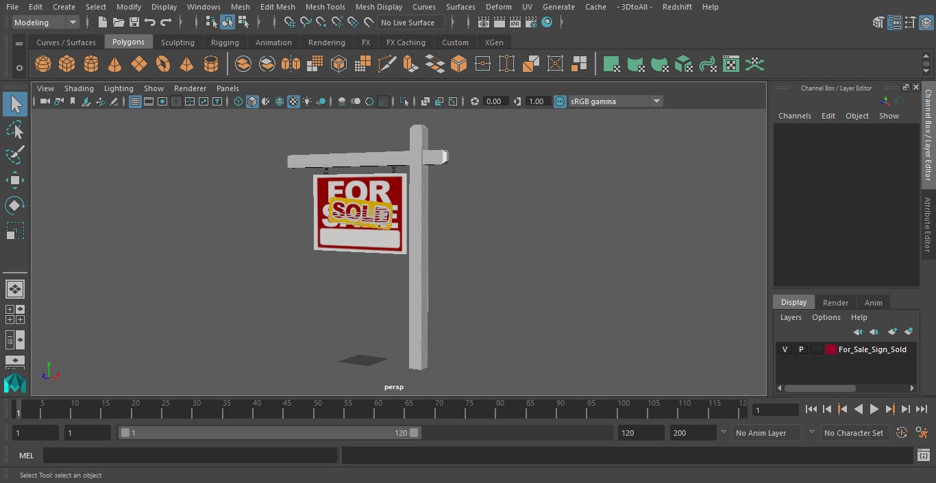 3D For Sale Sign Sold model