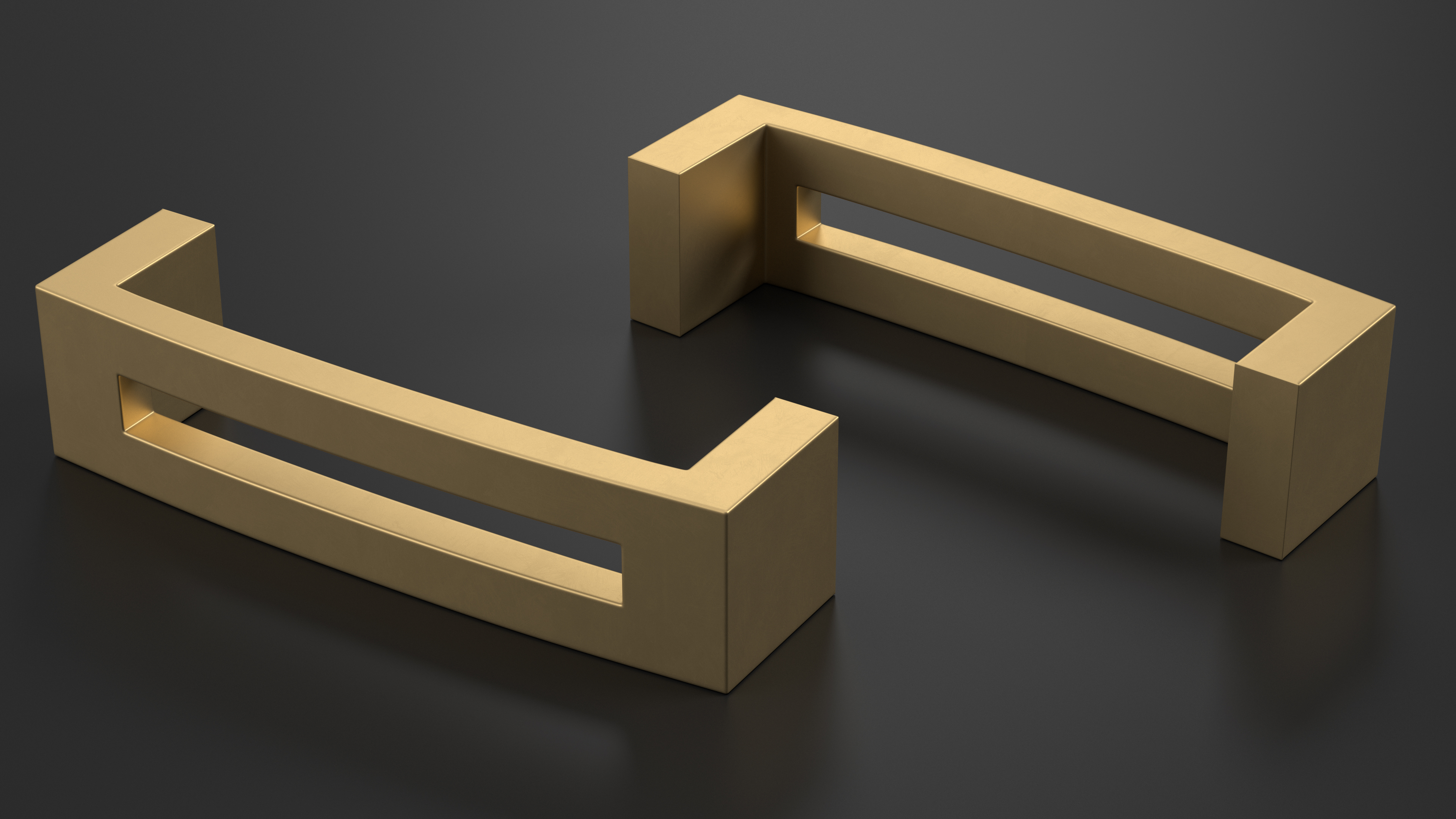 Kitchen Cabinet Handle Flat Bronze 3D model