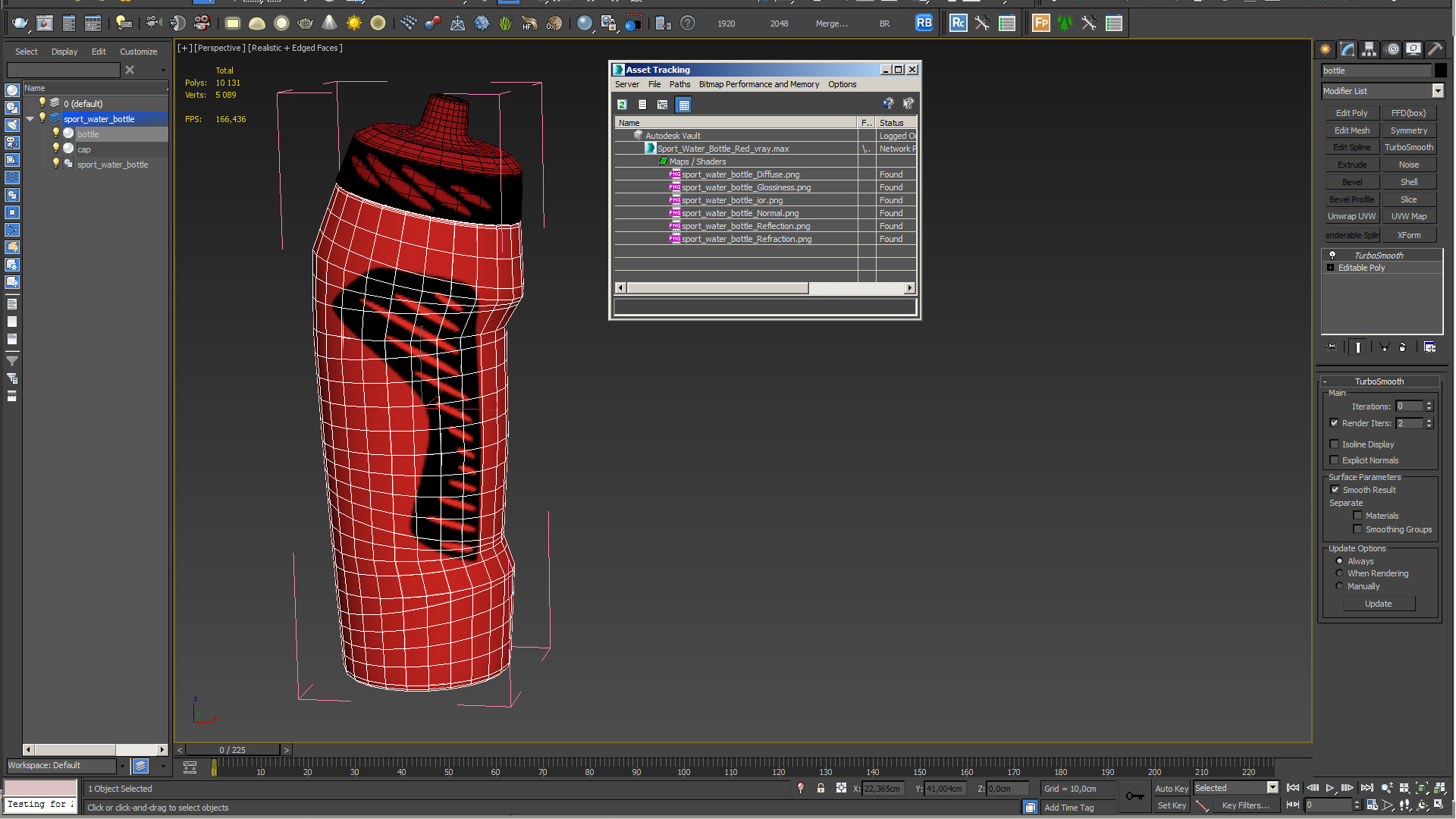 Sport Water Bottle Red 3D