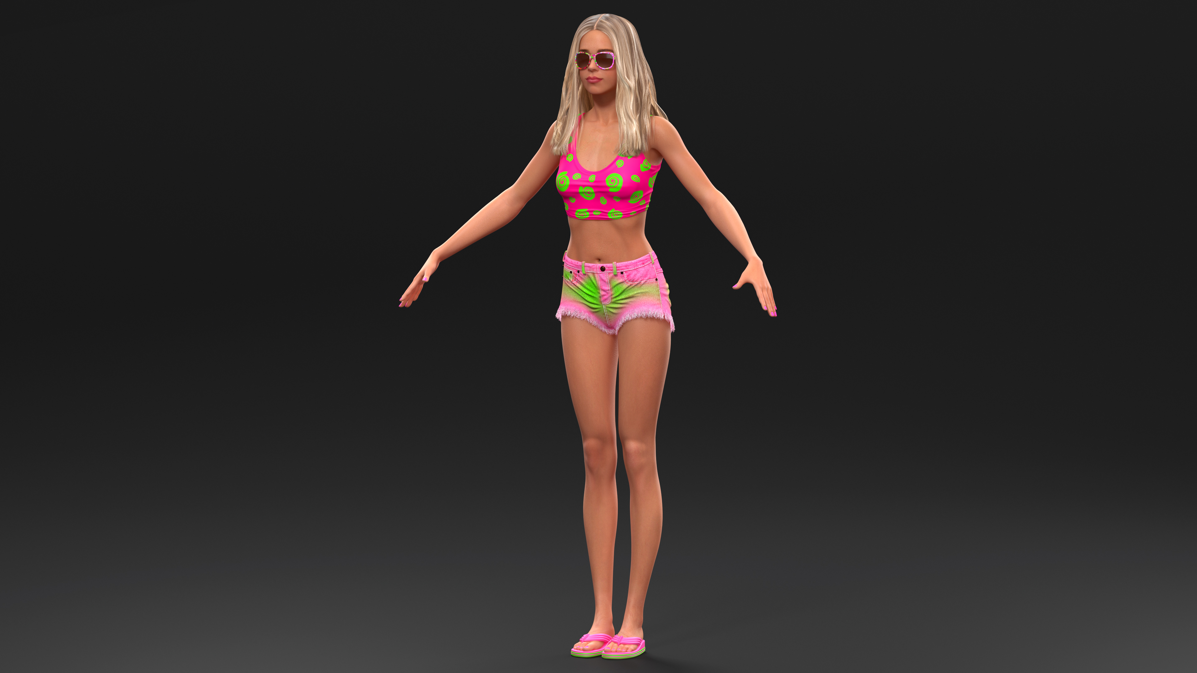 Caucasian Woman Beach Style T-pose 3D model