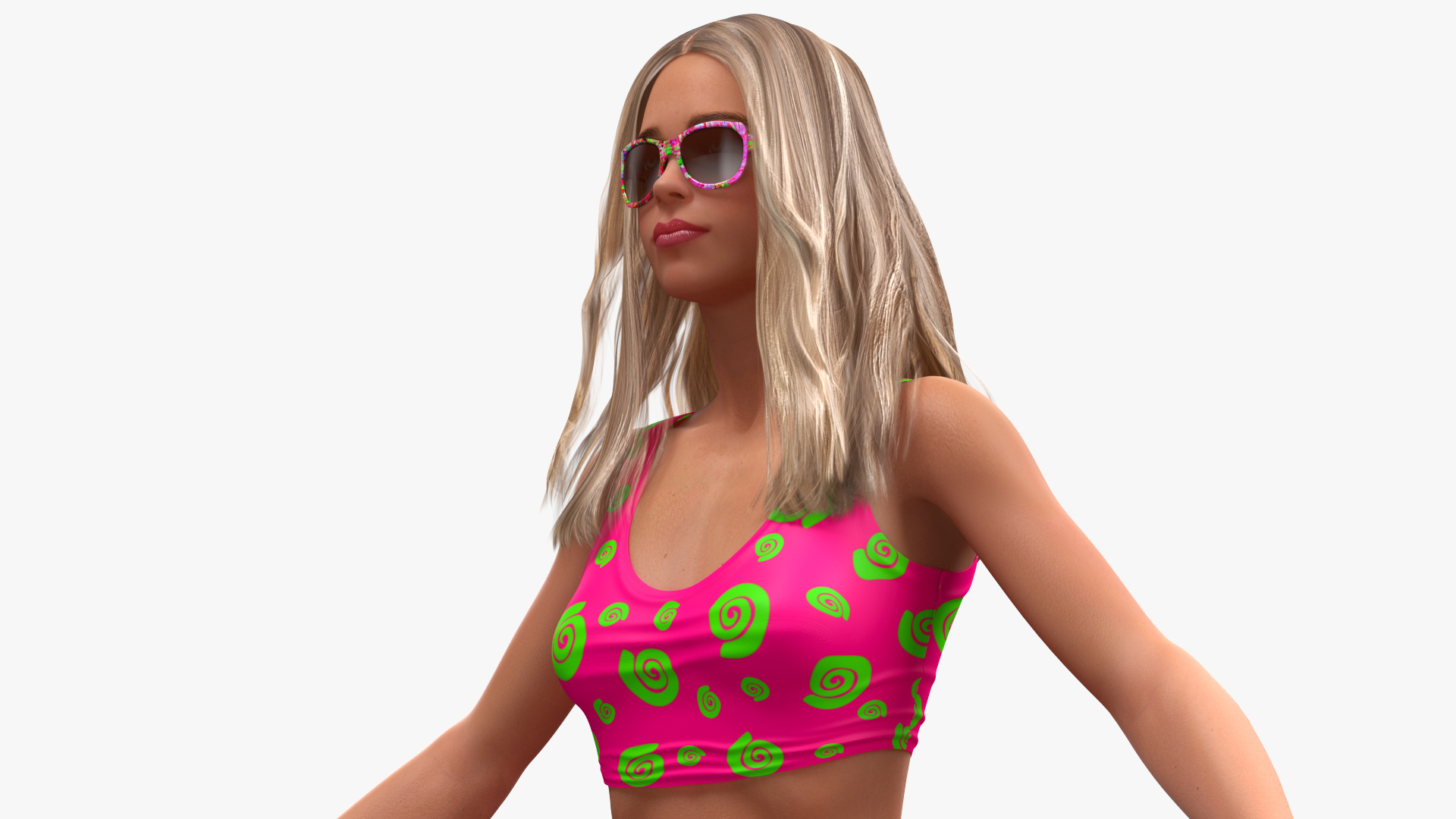 Caucasian Woman Beach Style T-pose 3D model