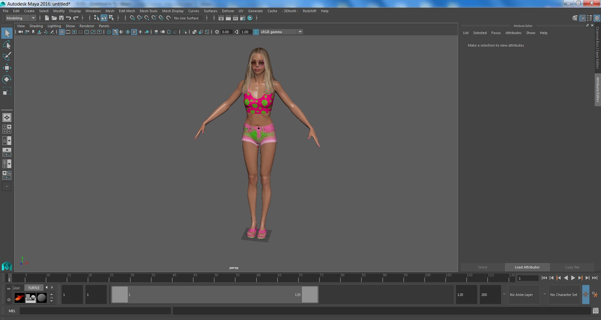 Caucasian Woman Beach Style T-pose 3D model