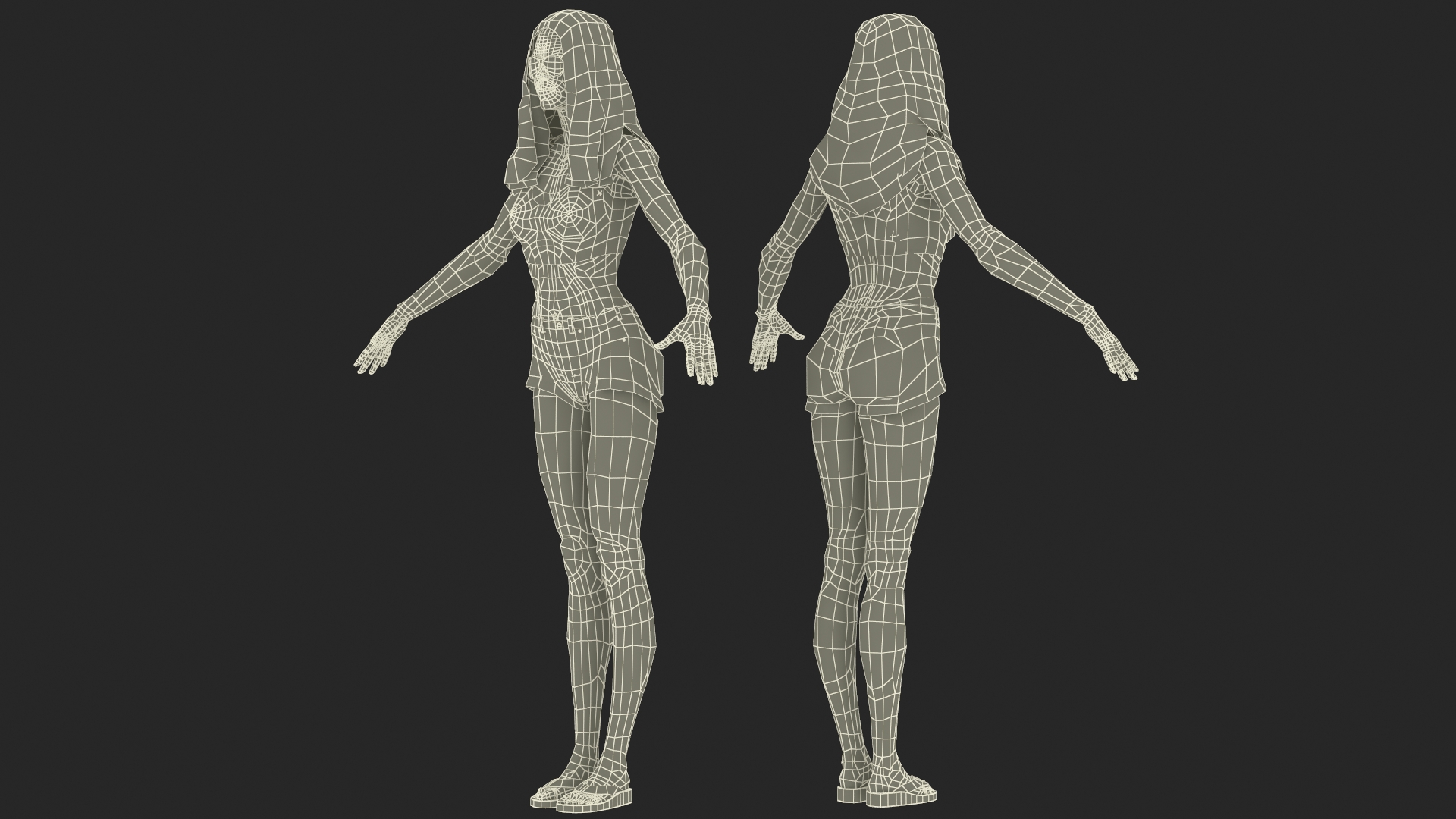 Caucasian Woman Beach Style T-pose 3D model