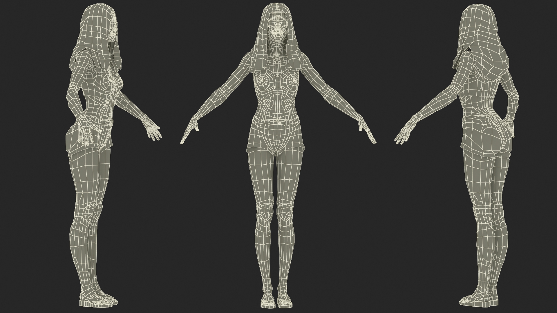 Caucasian Woman Beach Style T-pose 3D model