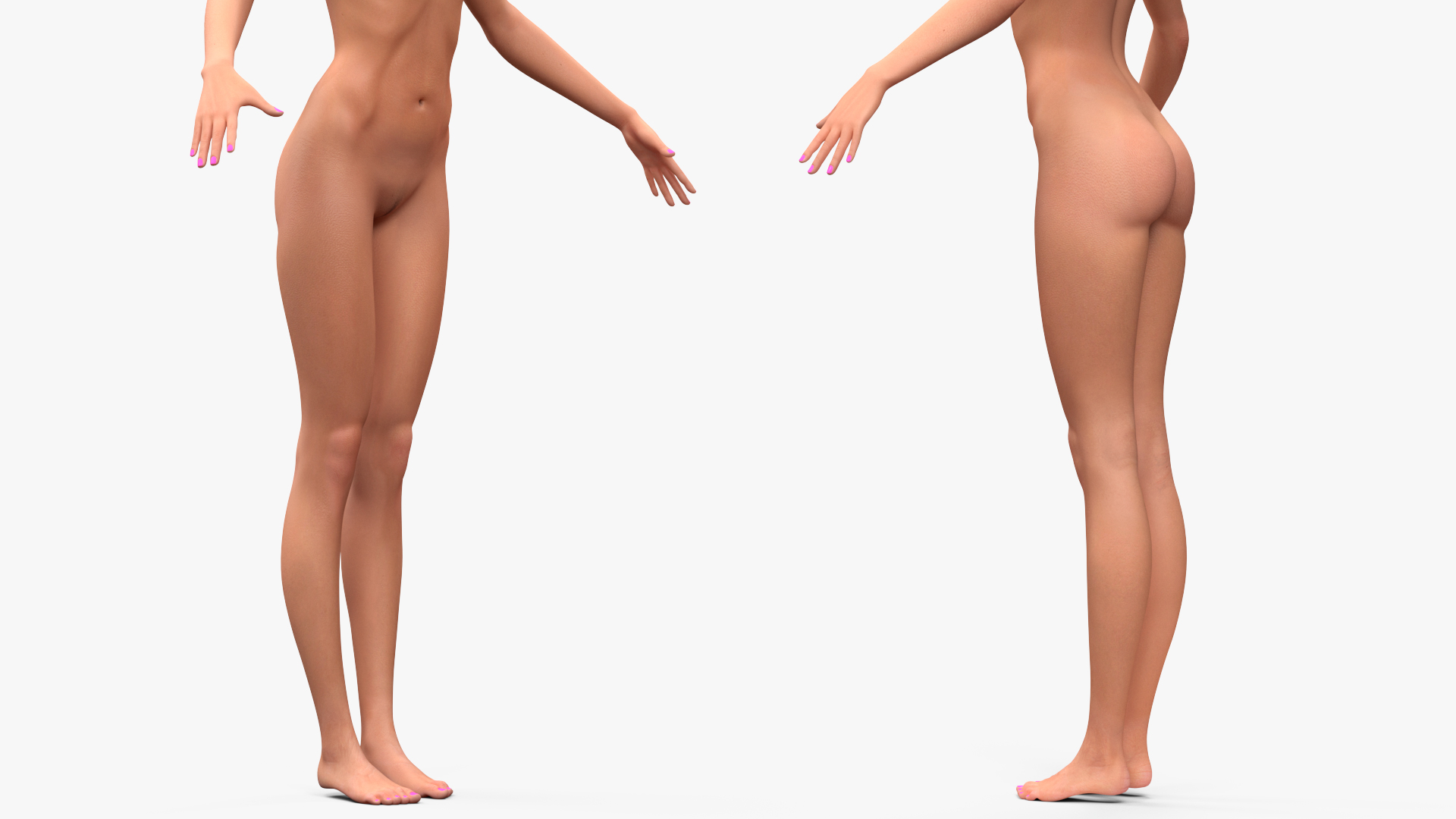 Caucasian Woman Beach Style T-pose 3D model