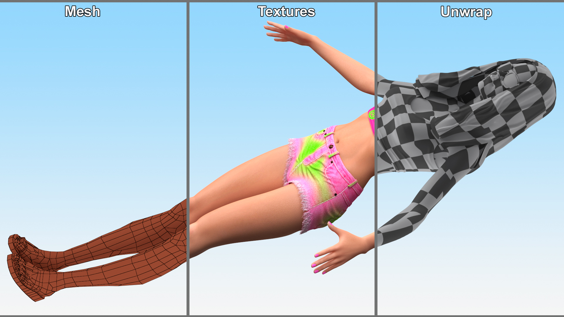 Caucasian Woman Beach Style T-pose 3D model
