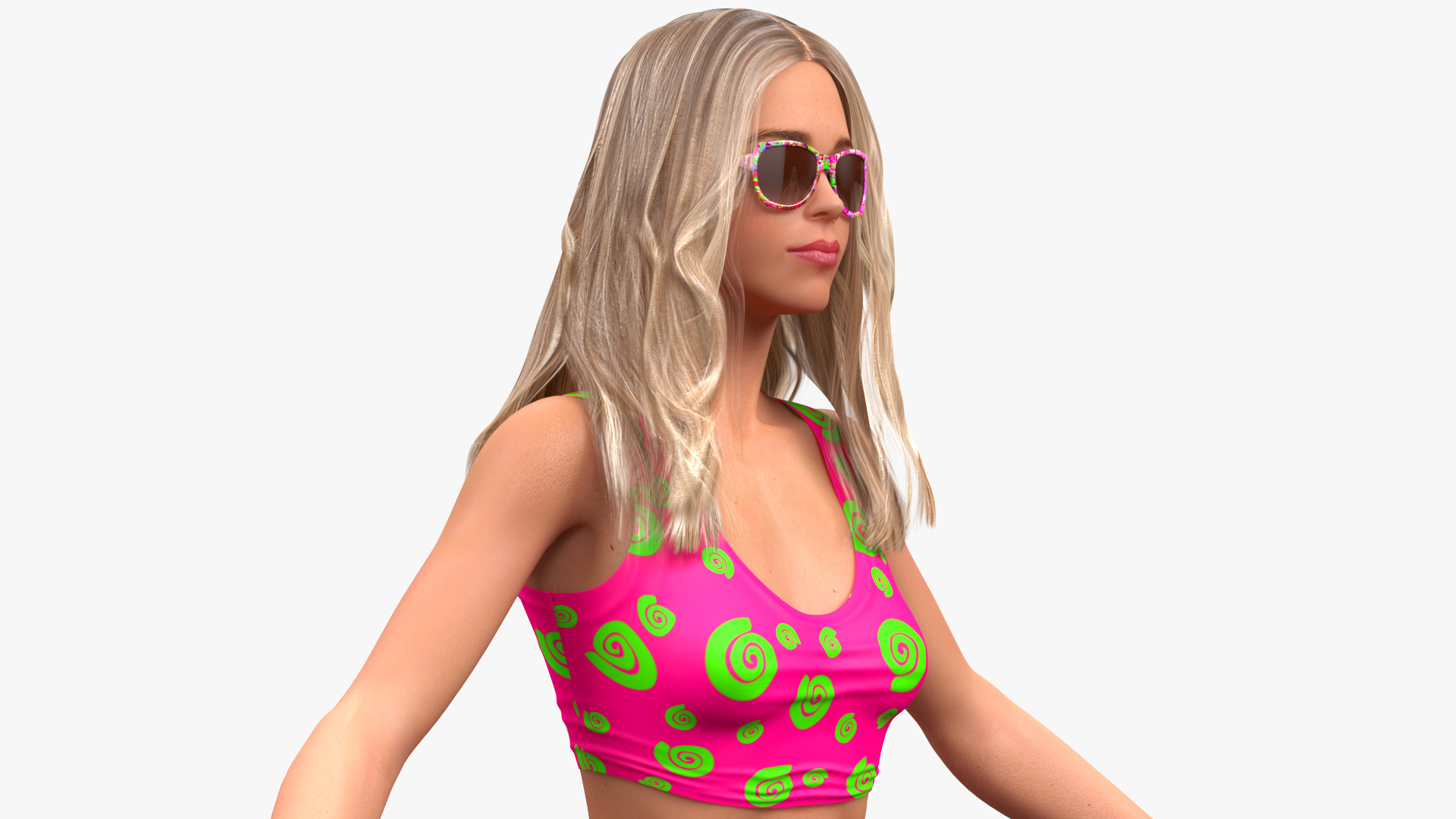 Caucasian Woman Beach Style T-pose 3D model