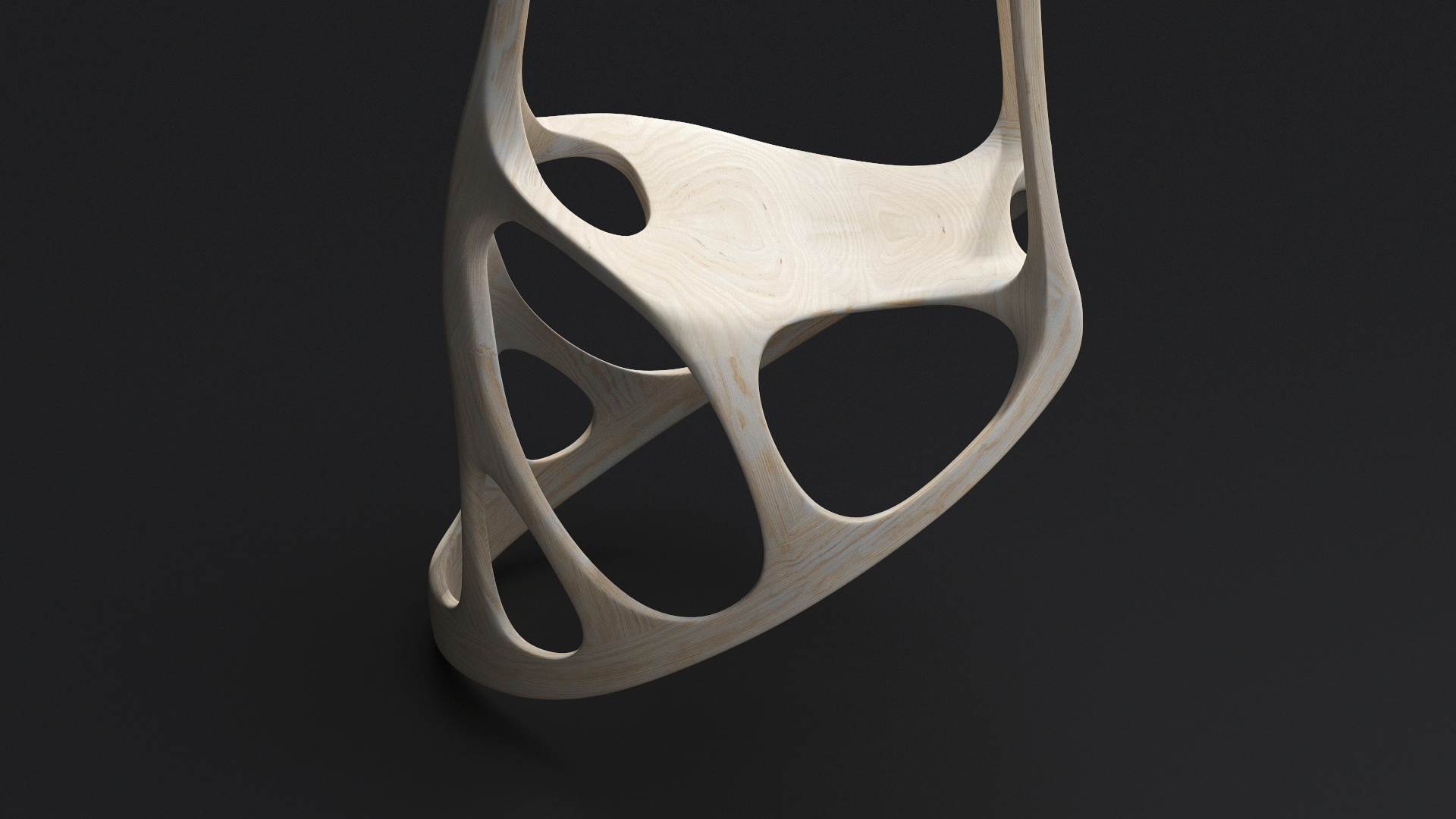 Three Legs Modern Chair Light Wood 3D model