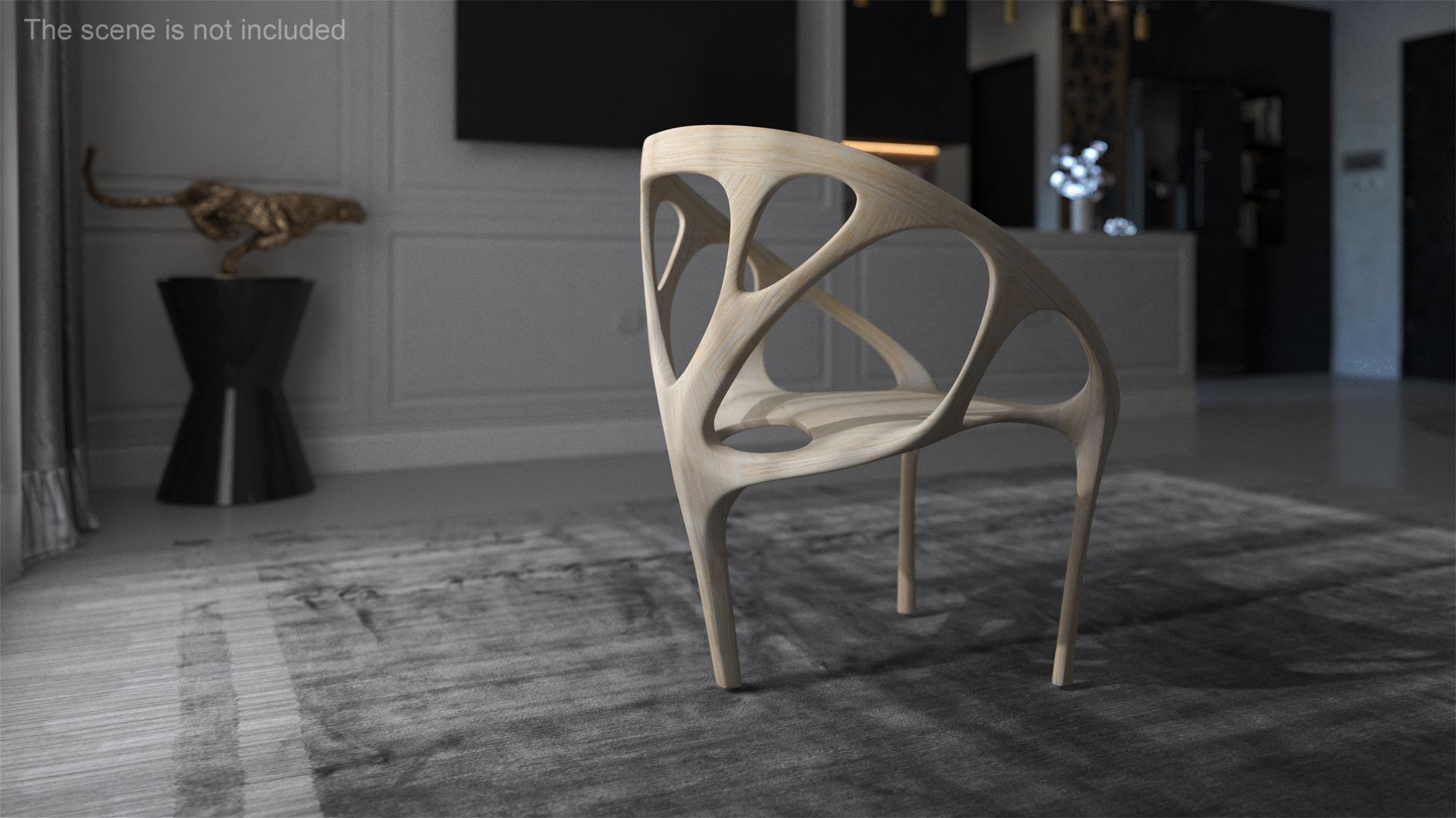 Three Legs Modern Chair Light Wood 3D model