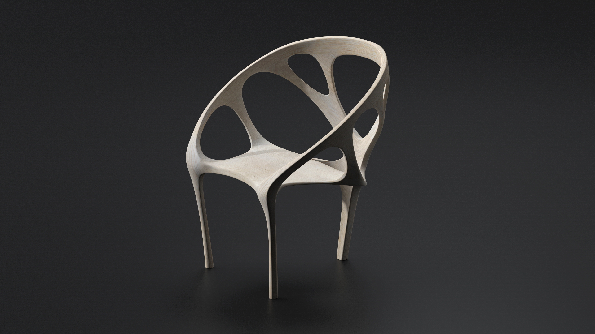 Three Legs Modern Chair Light Wood 3D model