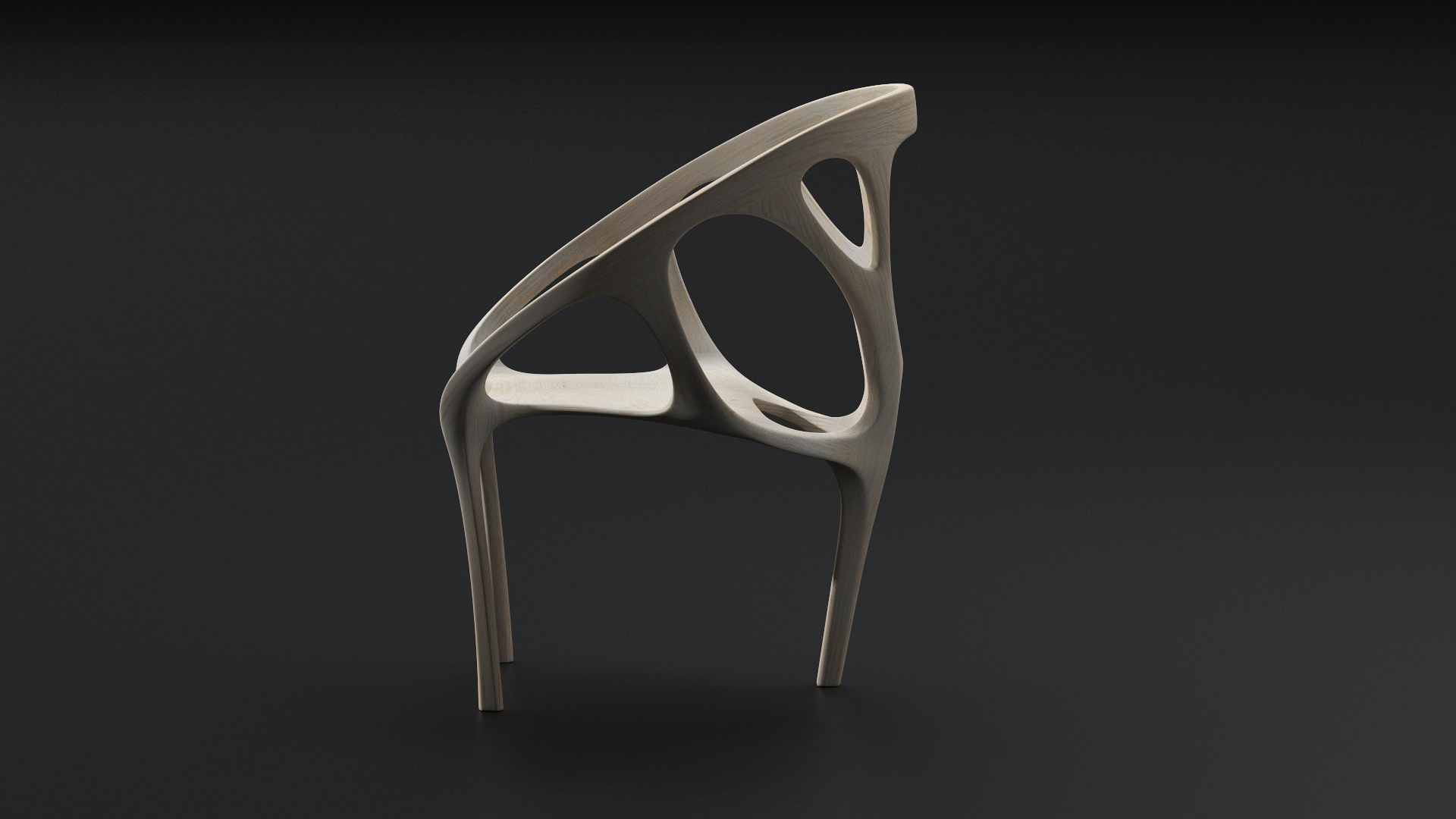Three Legs Modern Chair Light Wood 3D model
