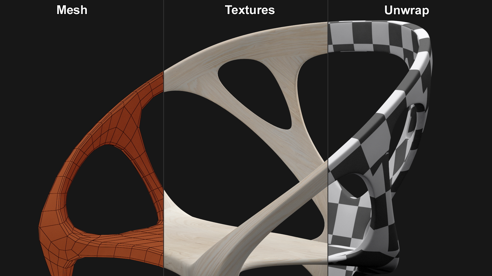 Three Legs Modern Chair Light Wood 3D model