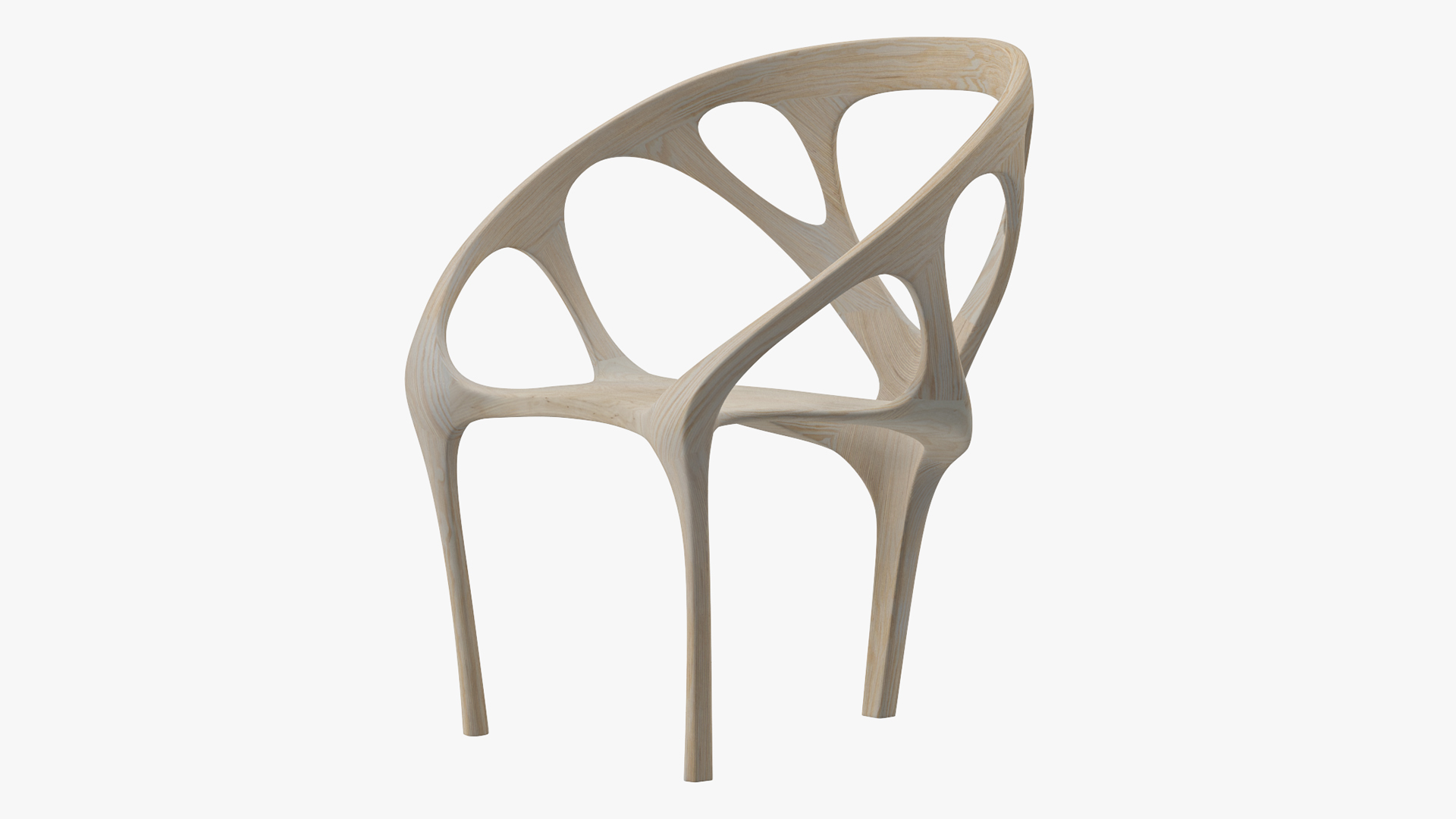 Three Legs Modern Chair Light Wood 3D model