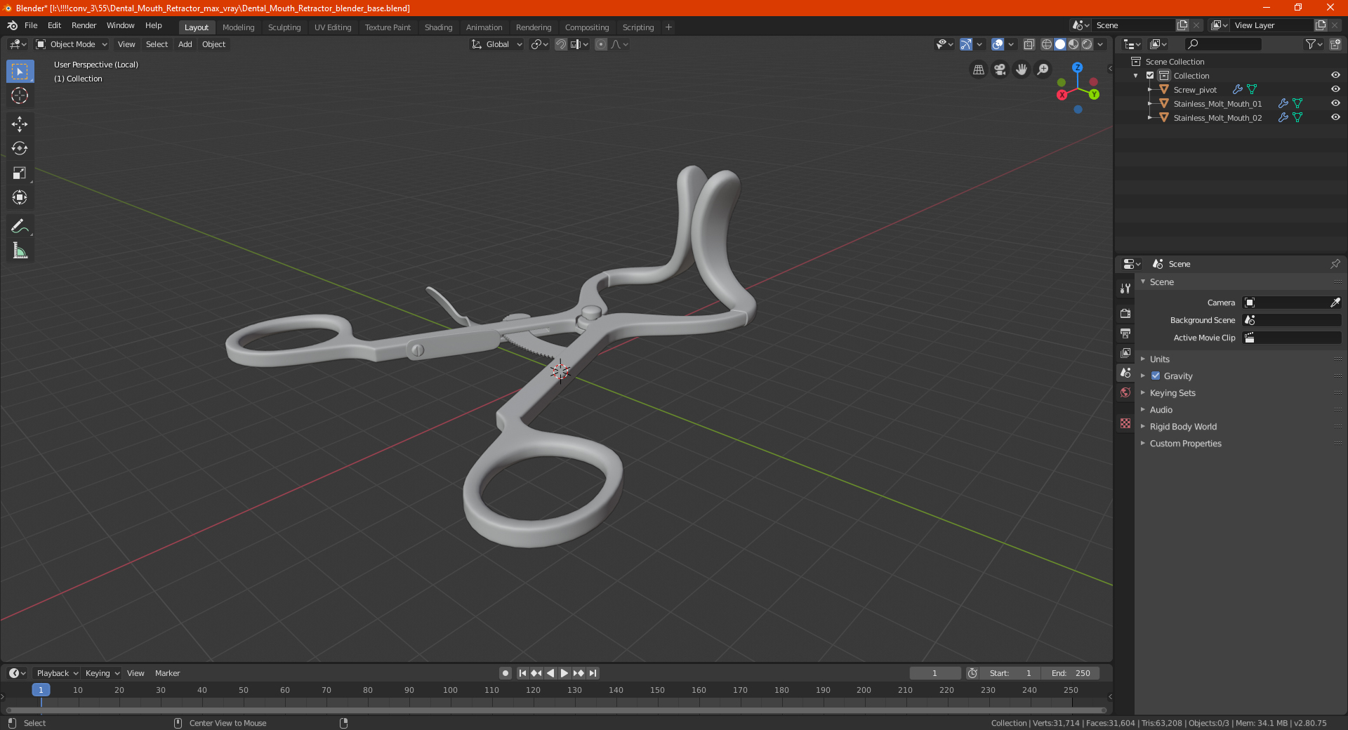 Dental Mouth Retractor 3D