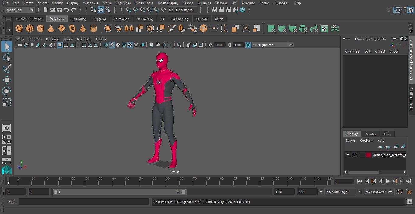 3D Spider Man Neutral Pose model