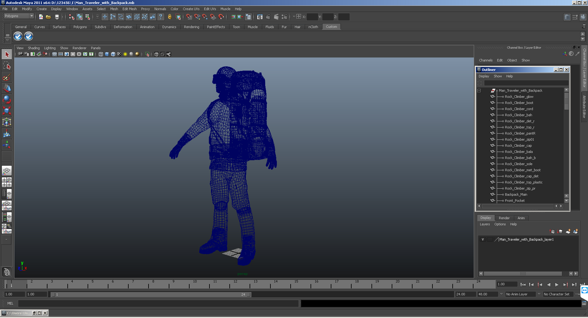 3D Man Traveler with Backpack