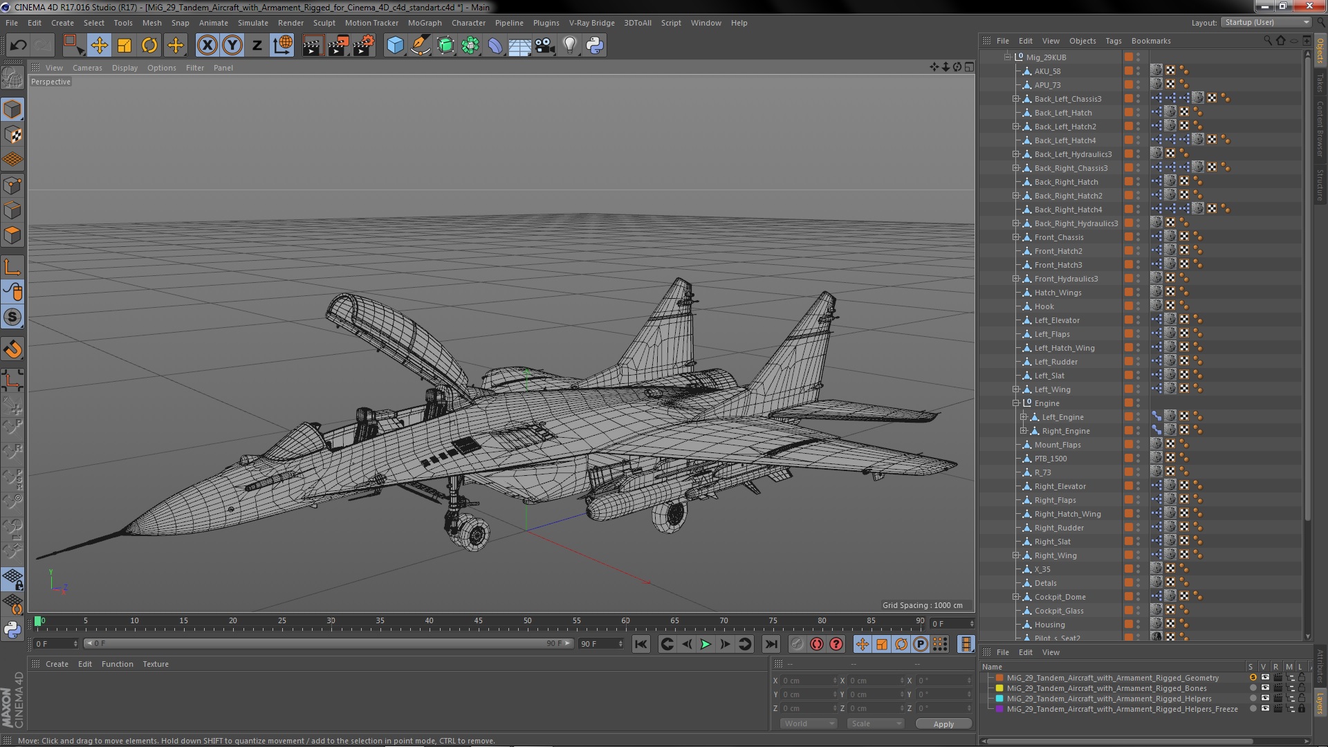 MiG 29 Tandem Aircraft with Armament Rigged for Cinema 4D 3D